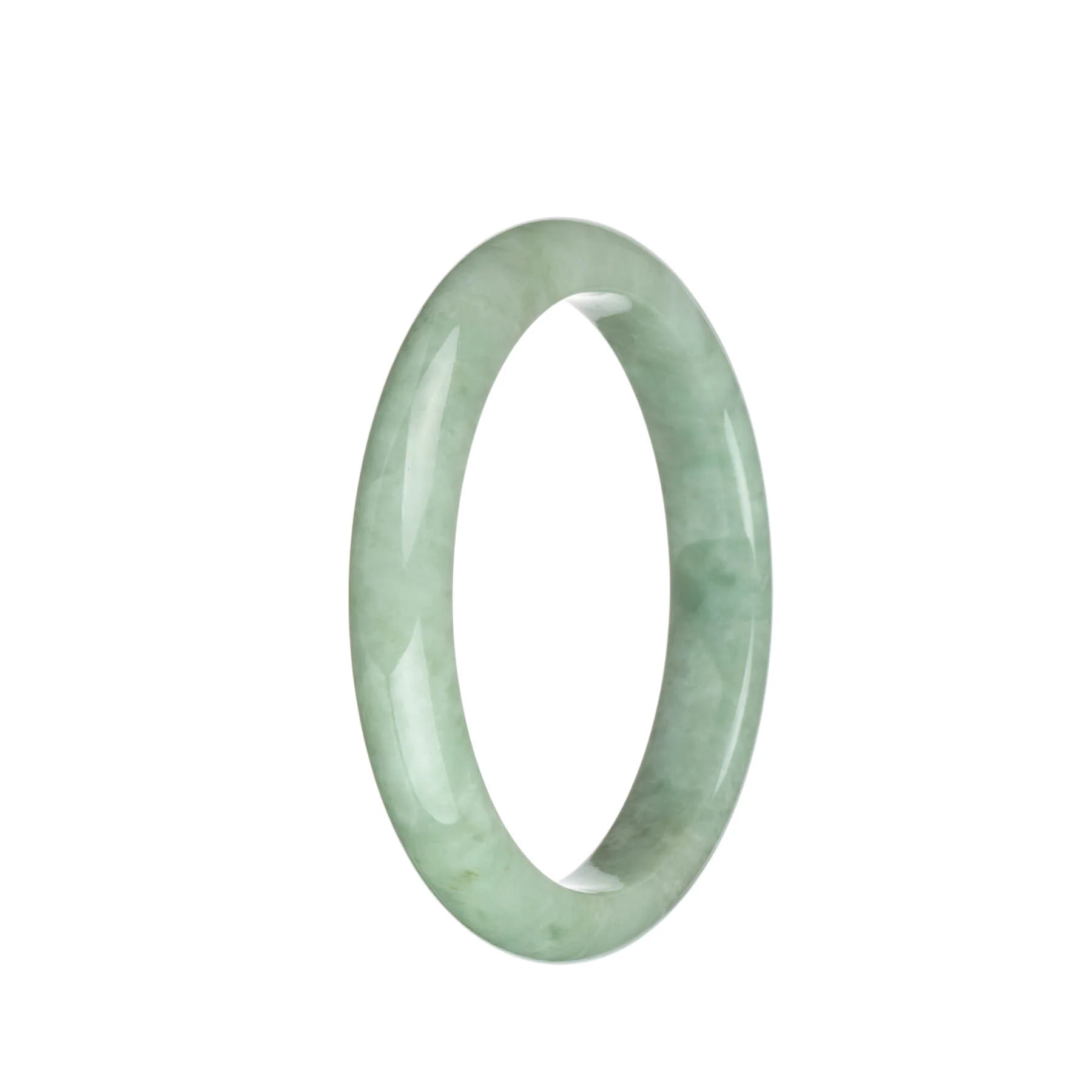 Certified Natural Light Green Jadeite Jade Bangle Bracelet - 63mm Semi Round - Image 3