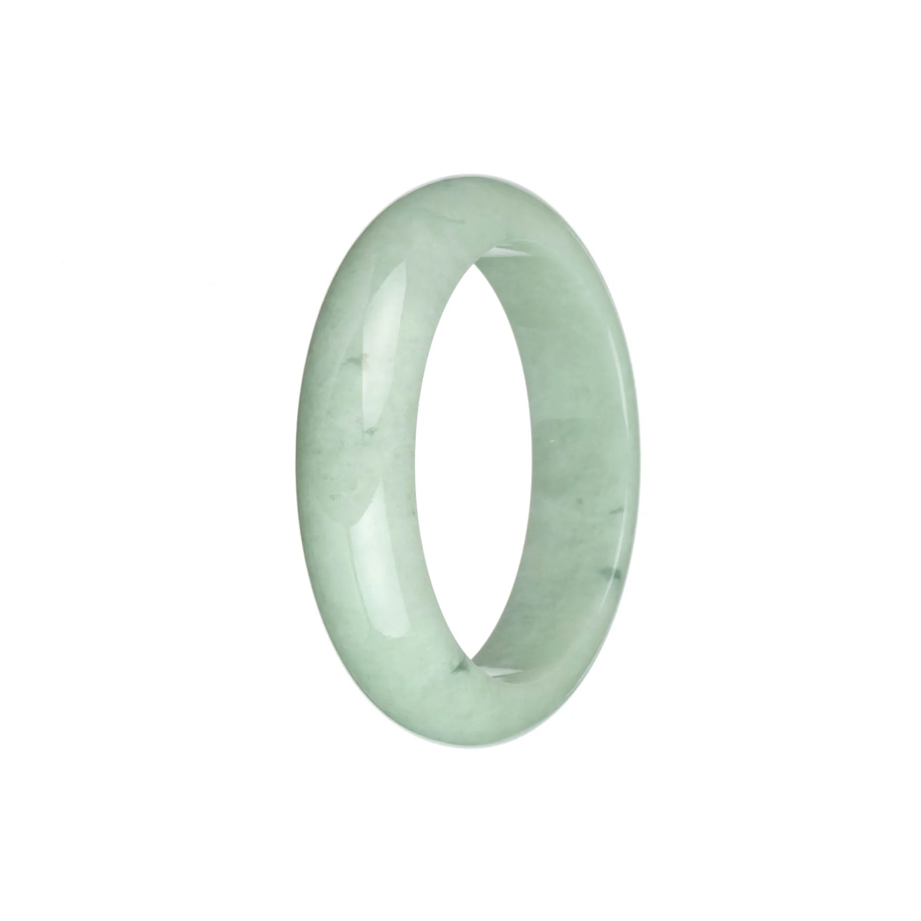 Certified Natural Light Green with Dark Green Spots Burmese Jade Bracelet - 54mm Half Moon - Image 3