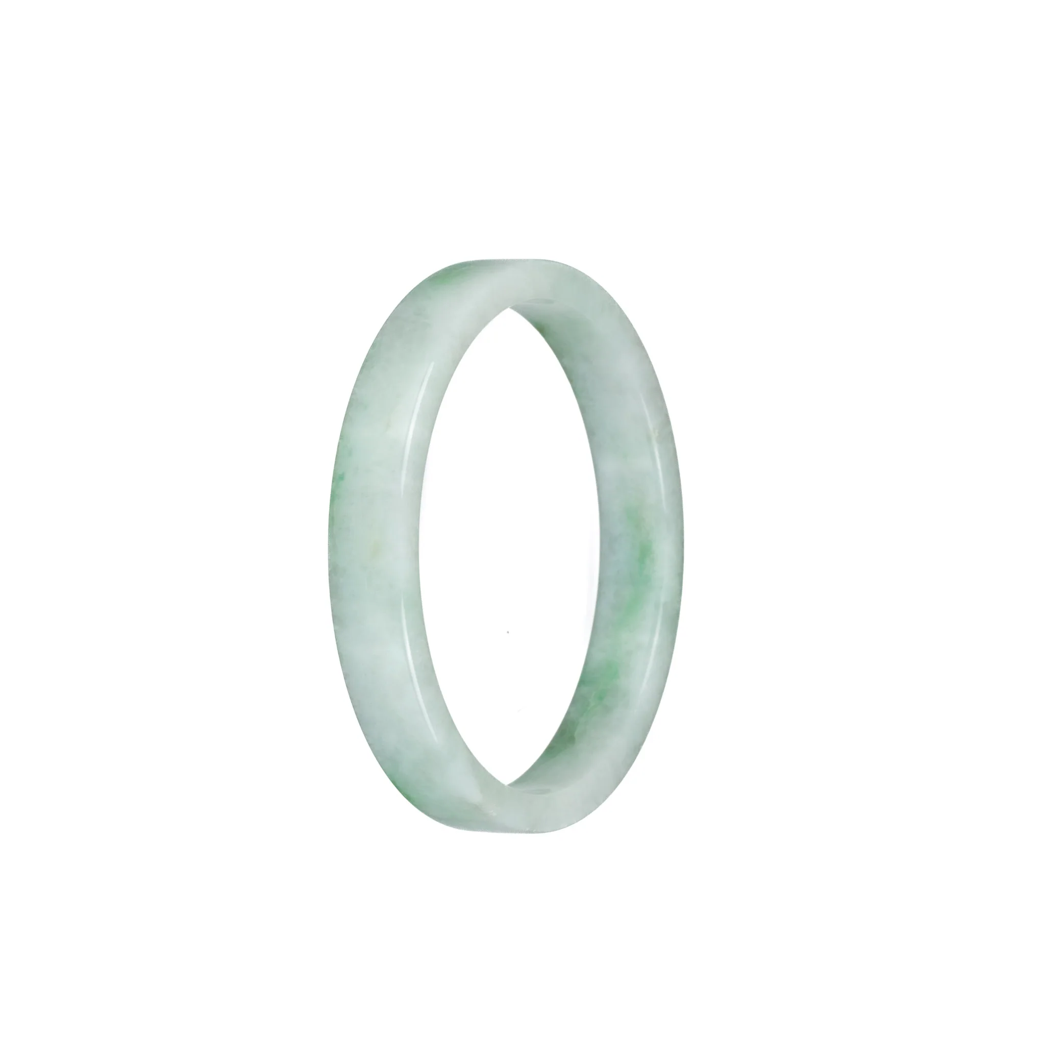 Certified Natural Pale Green with Green Pattern Burma Jade Bangle Bracelet - 52mm Flat - Image 3