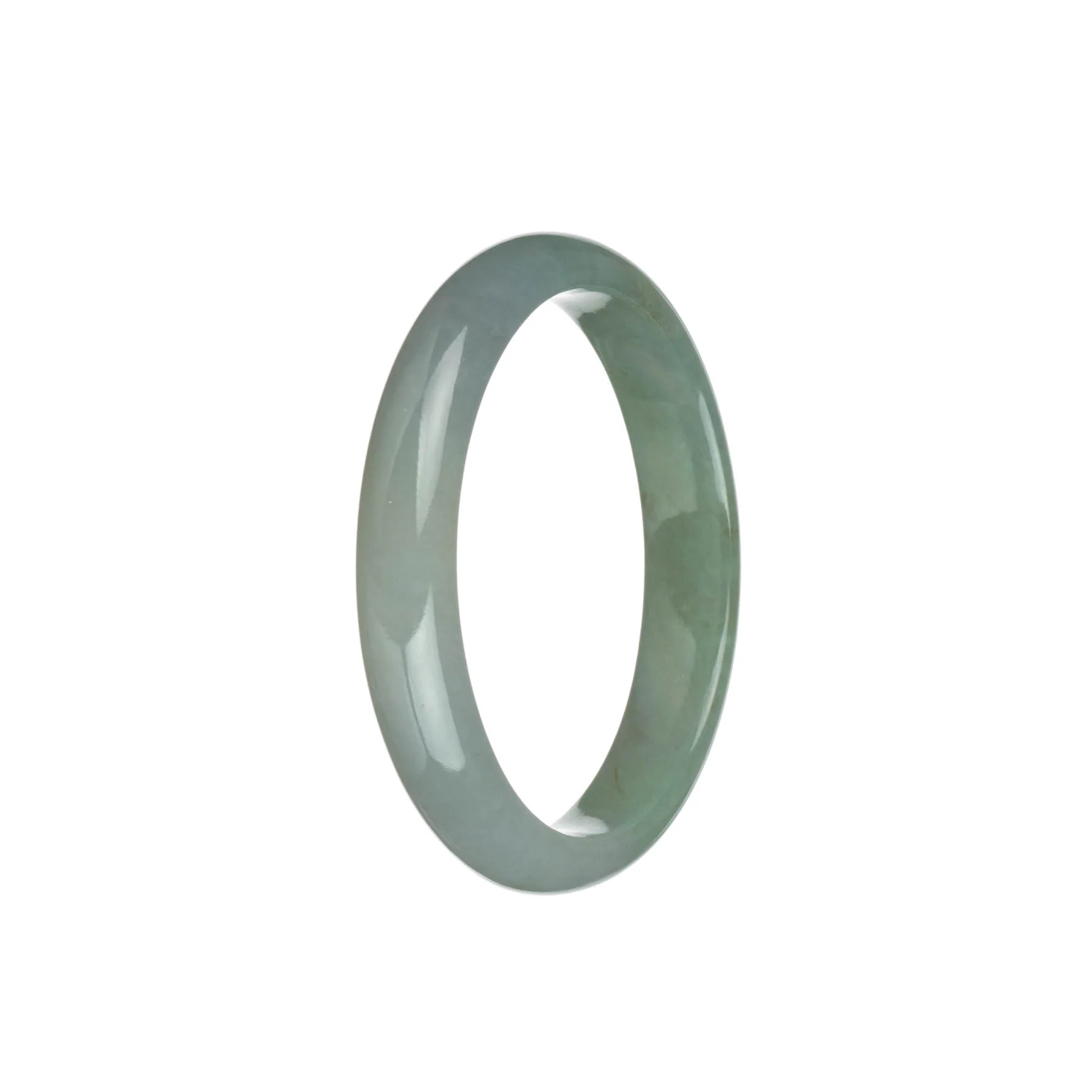 Certified Type A Green with Pale Green Burmese Jade Bangle - 57mm Half Moon - Image 2