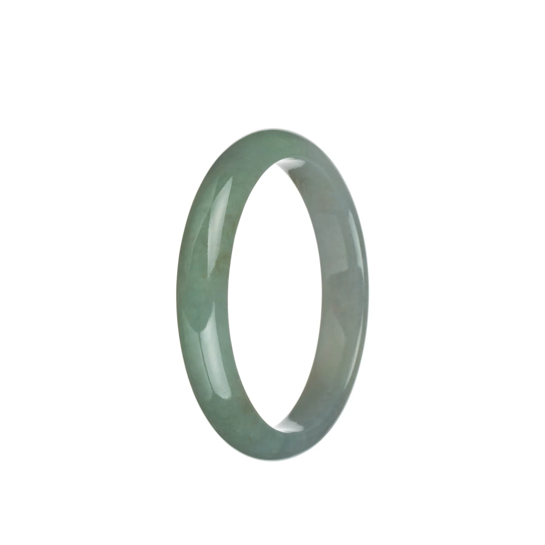 Certified Type A Green with Pale Green Burmese Jade Bangle - 57mm Half Moon - Image 3