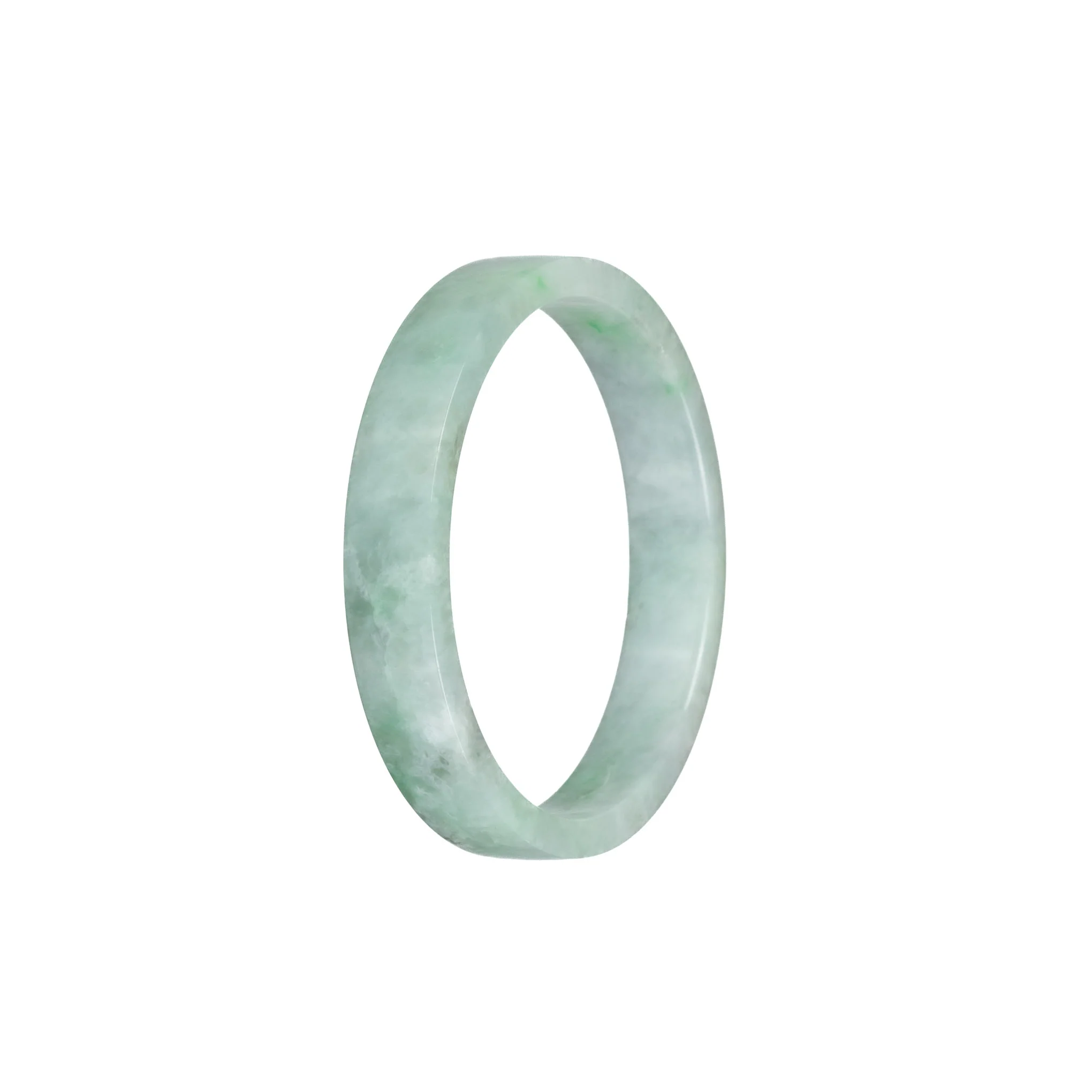 Certified Type A Pale Green with Green Pattern Traditional Jade Bangle - 52mm Flat - Image 3