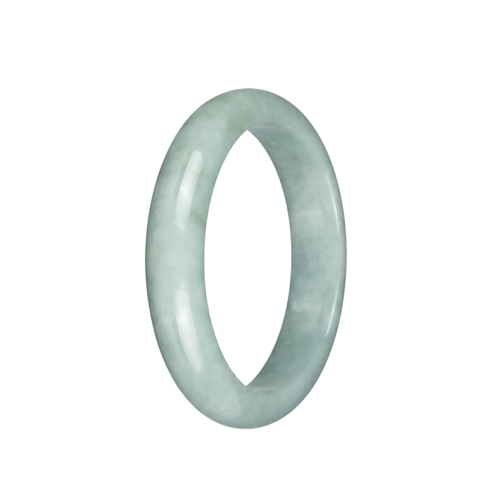 Certified Untreated Light Green Burmese Jade Bangle Bracelet - 61mm Half Moon - Image 2
