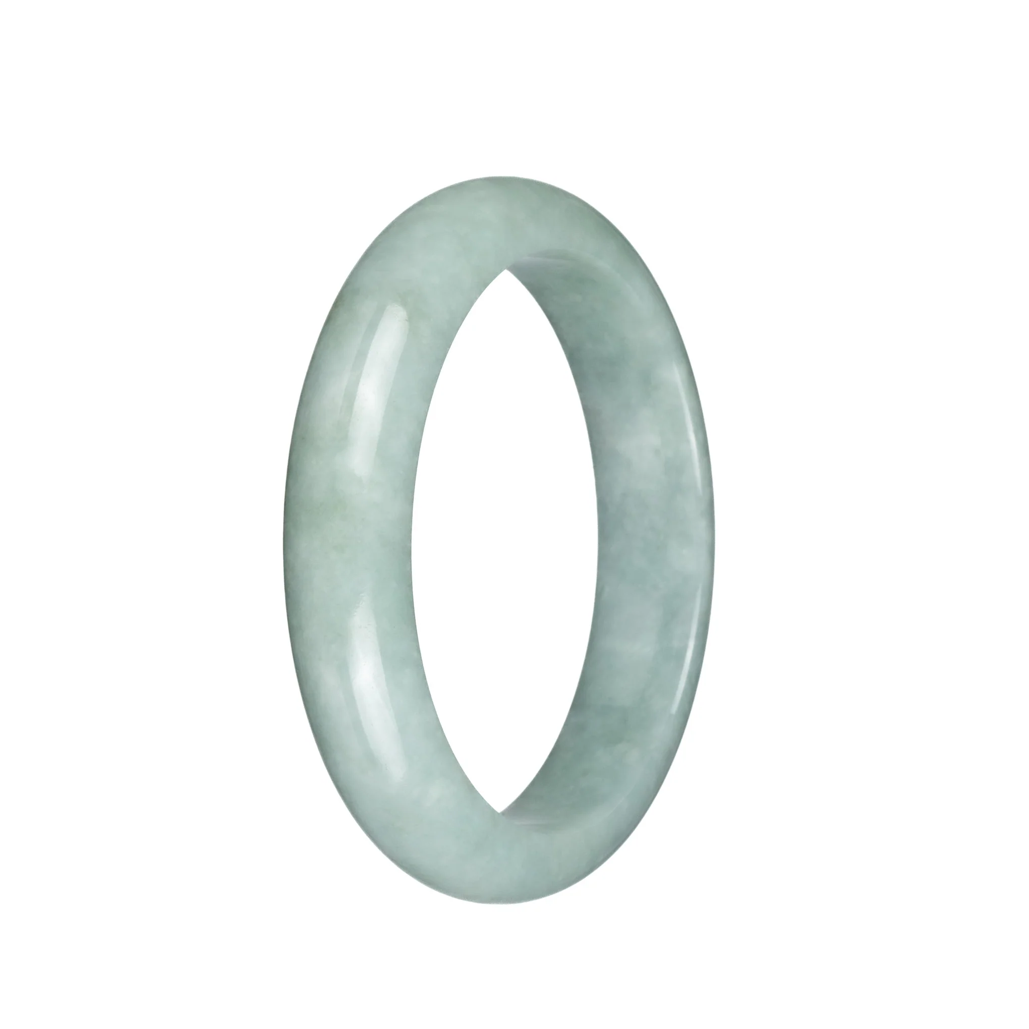 Certified Untreated Light Green Burmese Jade Bangle Bracelet - 61mm Half Moon - Image 3