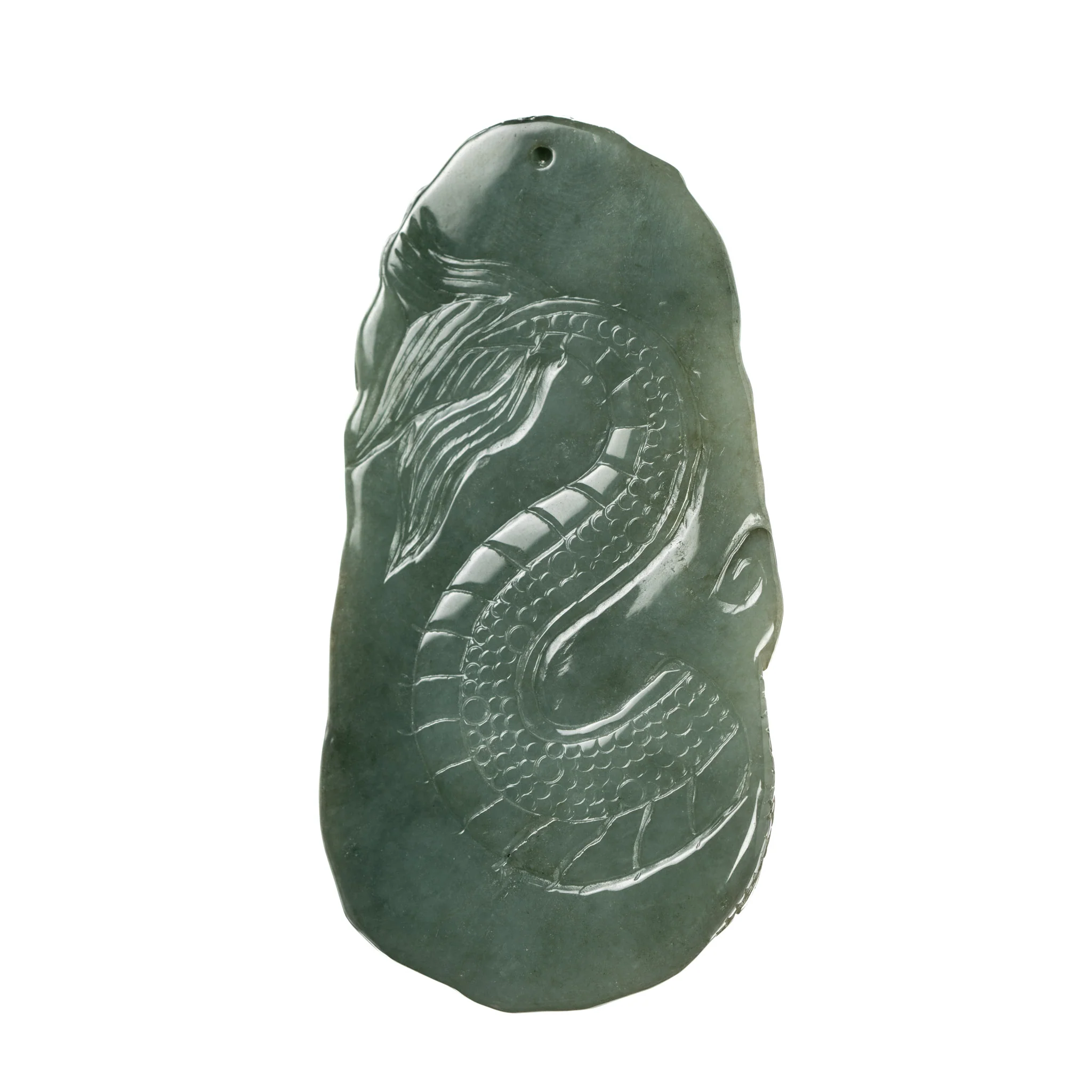 Chinese Zodiace Jadeite Jade Dragon Pendant - Image 2