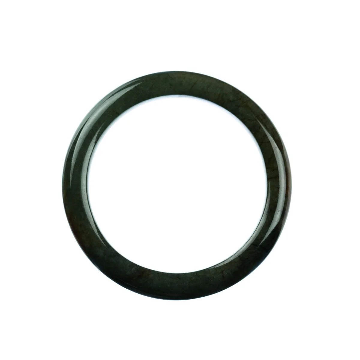 Certified Type A Dark Green Burmese Jade Bracelet - 56mm Semi Round - Image 3