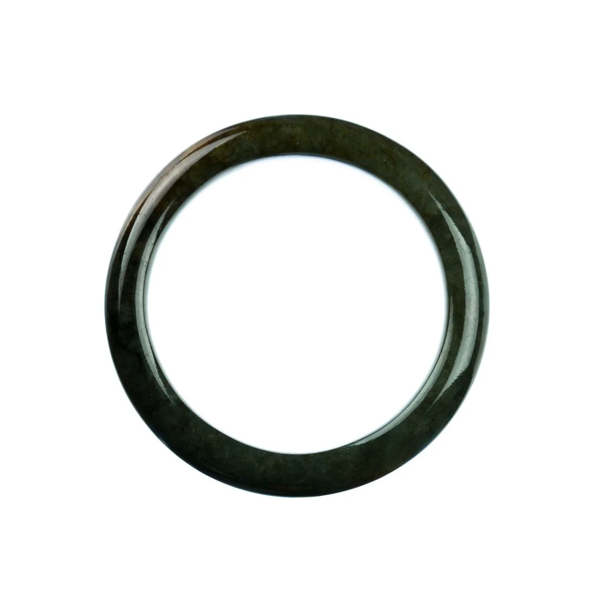 Certified Type A Dark Green Burmese Jade Bracelet - 56mm Semi Round - Image 4