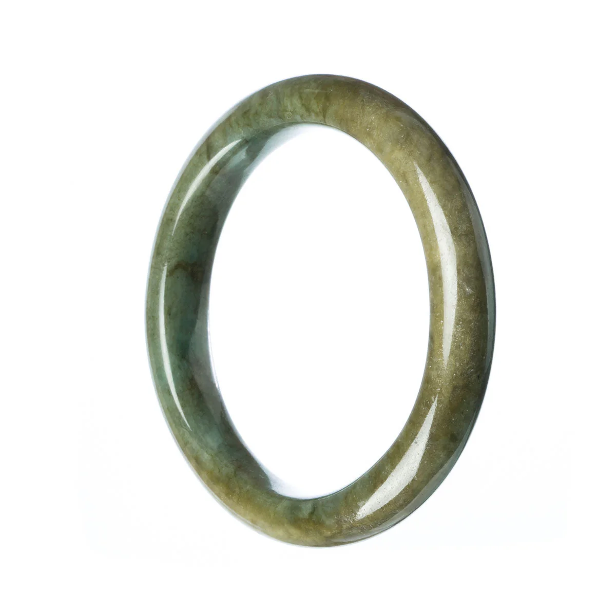 Real Grade A Dark Green Burma Jade Bangle - 59mm Semi Round