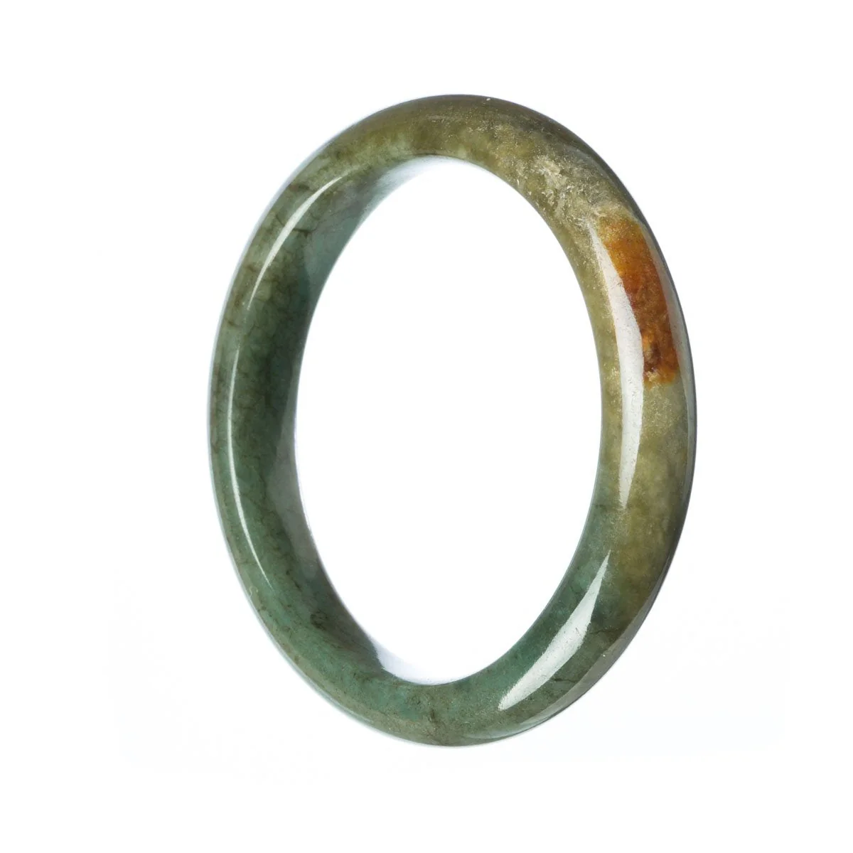 Real Grade A Dark Green Burma Jade Bangle - 59mm Semi Round - Image 2