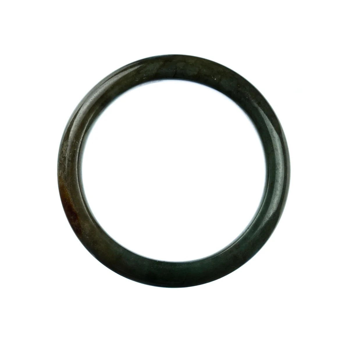 Real Grade A Dark Green Burma Jade Bangle - 59mm Semi Round - Image 3