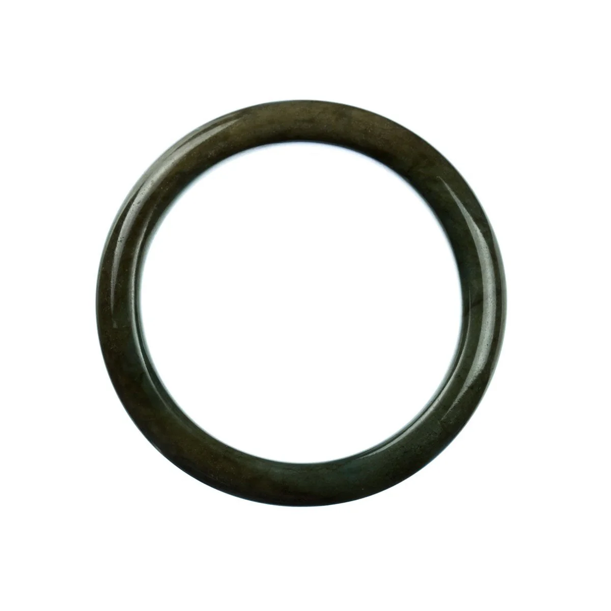 Real Grade A Dark Green Burma Jade Bangle - 59mm Semi Round - Image 4