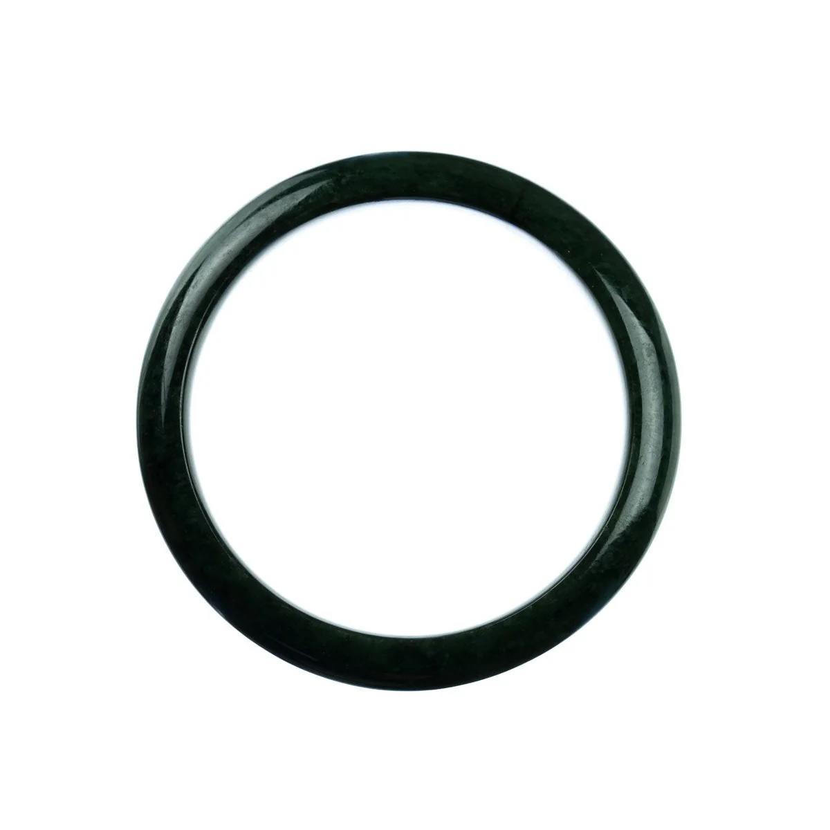 Genuine Grade A Dark Green Burmese Jade Bangle Bracelet - 59mm Semi Round - Image 3