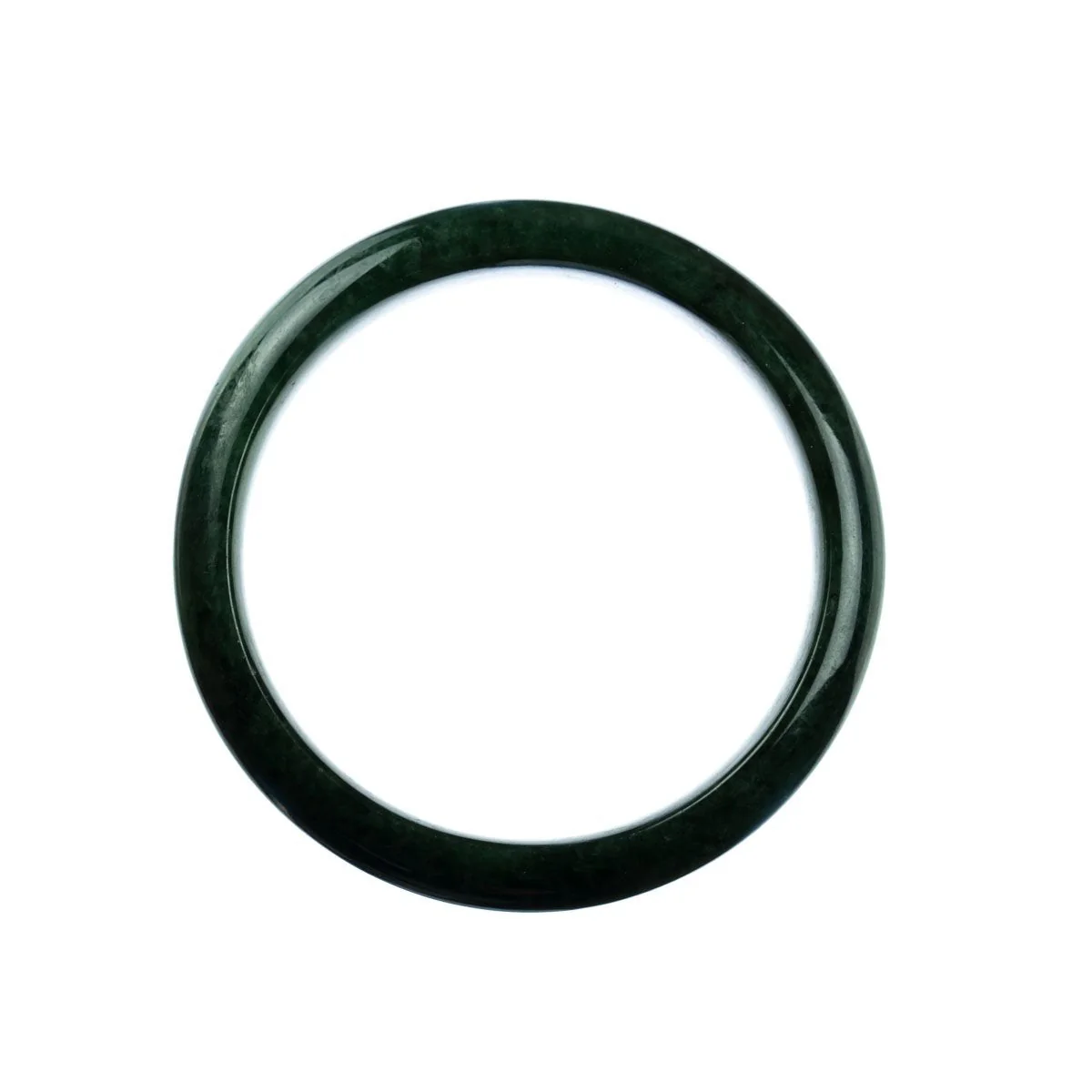 Genuine Grade A Dark Green Burmese Jade Bangle Bracelet - 59mm Semi Round - Image 4