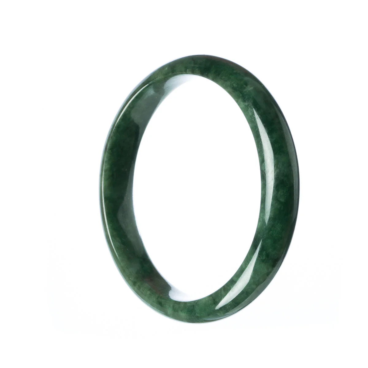 Certified Grade A Dark Green Jadeite Bracelet - 60mm Half Moon