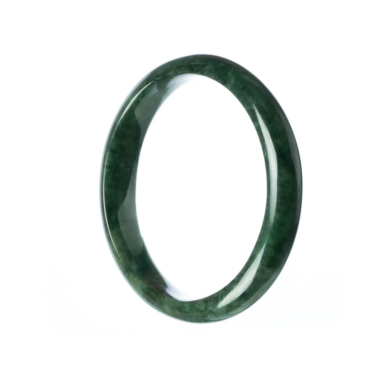 Certified Grade A Dark Green Jadeite Bracelet - 60mm Half Moon - Image 2