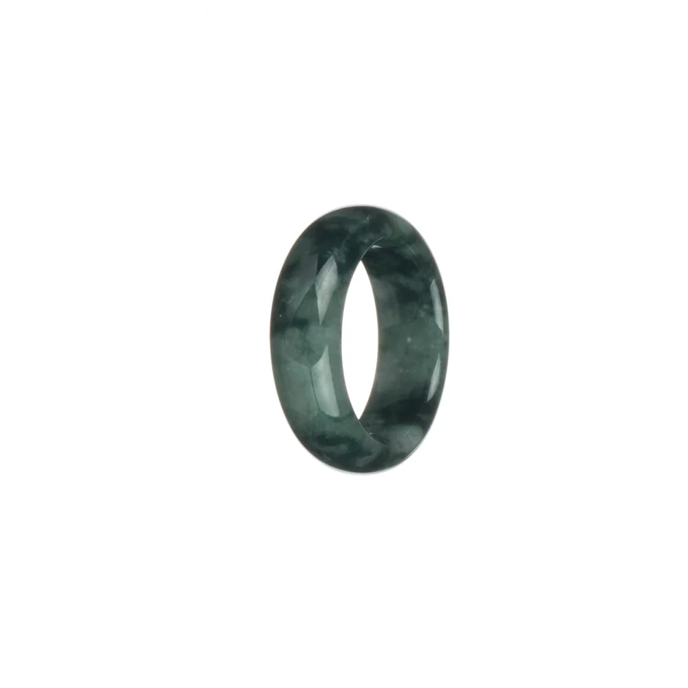 Genuine Dark Green with Green Pattern Burma Jade Band - US 8.5 - Image 2