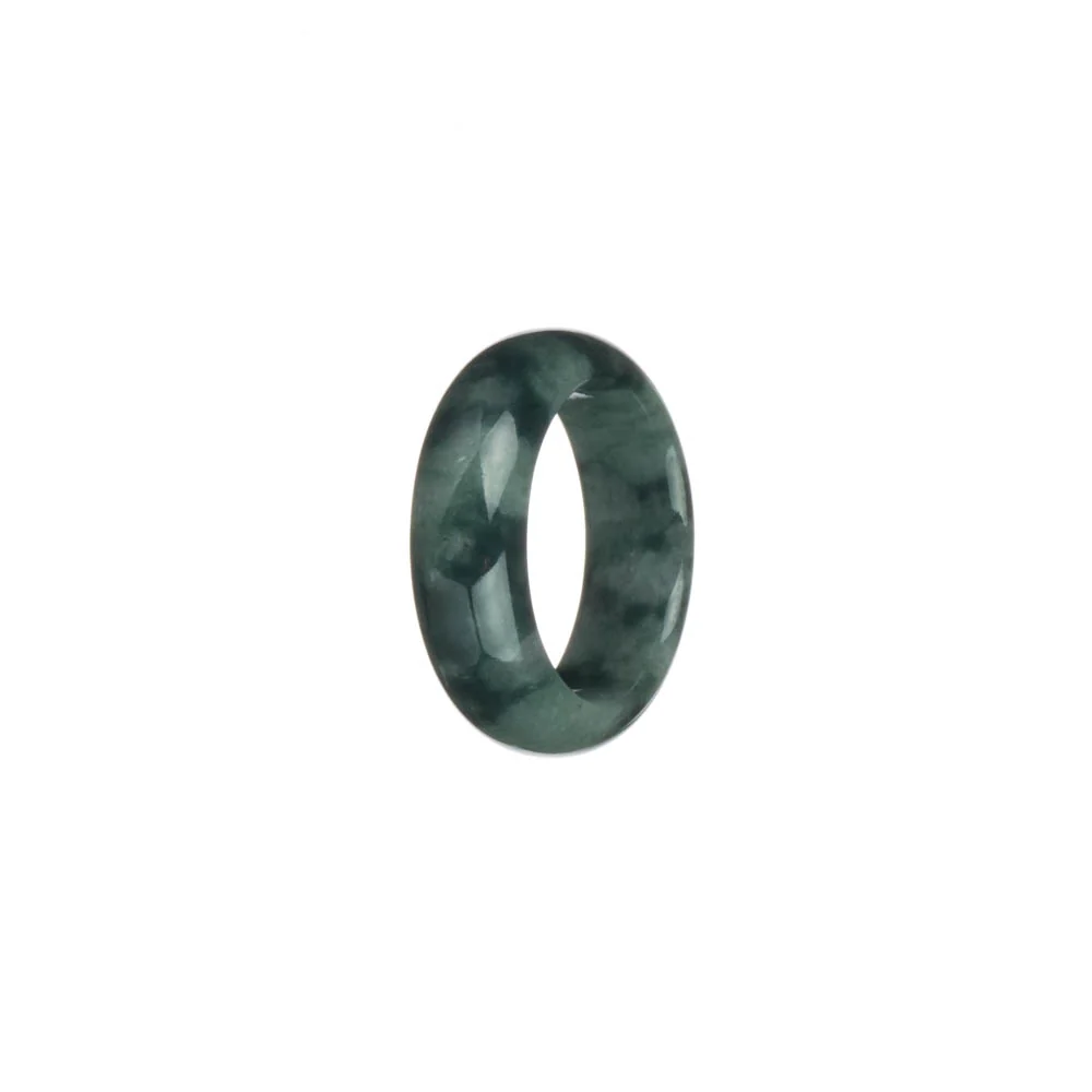 Genuine Dark Green with Green Pattern Burma Jade Band - US 8.5 - Image 3