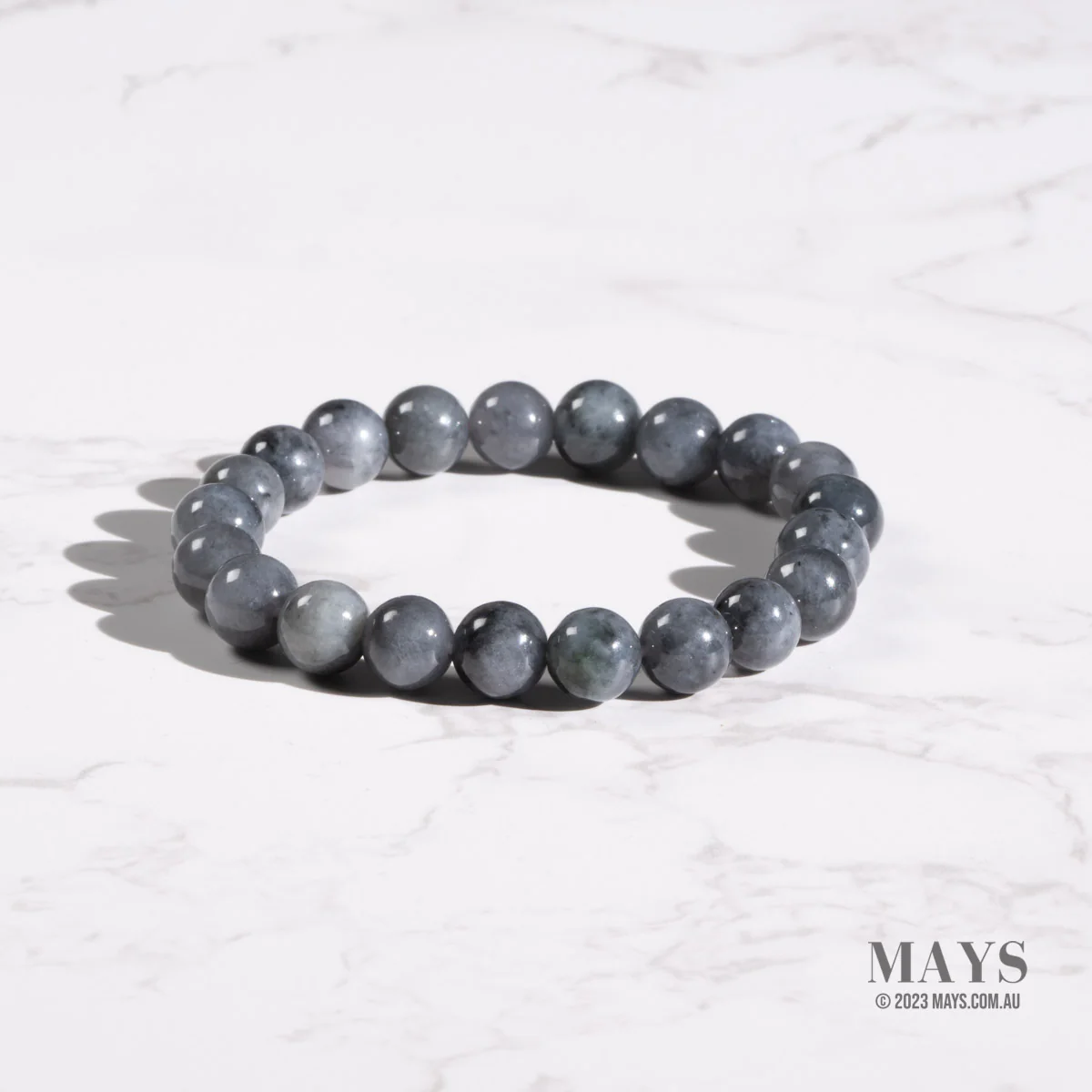 Dark Grey Jade Bead Bracelet - 9mm - Image 3