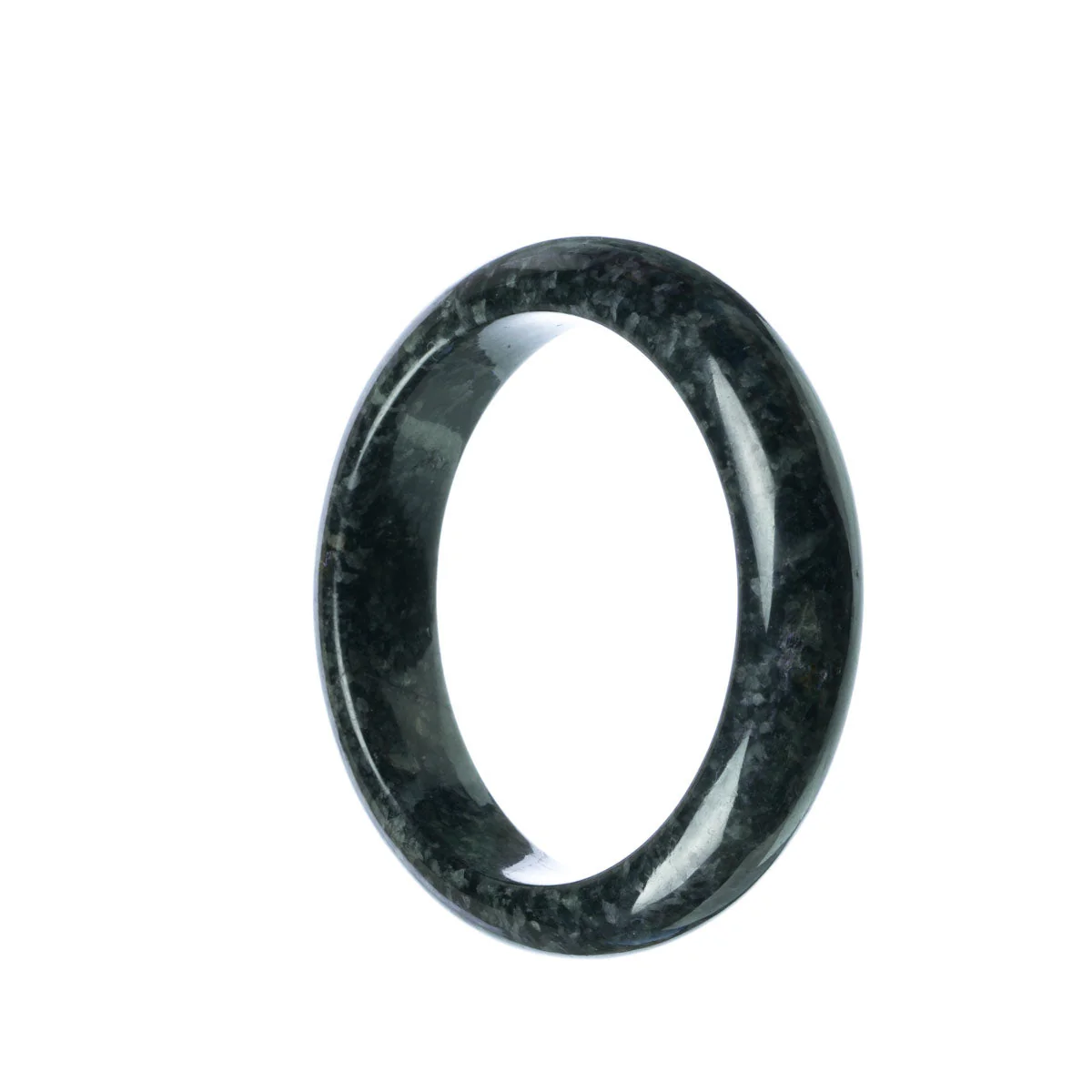 Authentic Type A Dark Grey Jadeite Bracelet - 55mm Half Moon