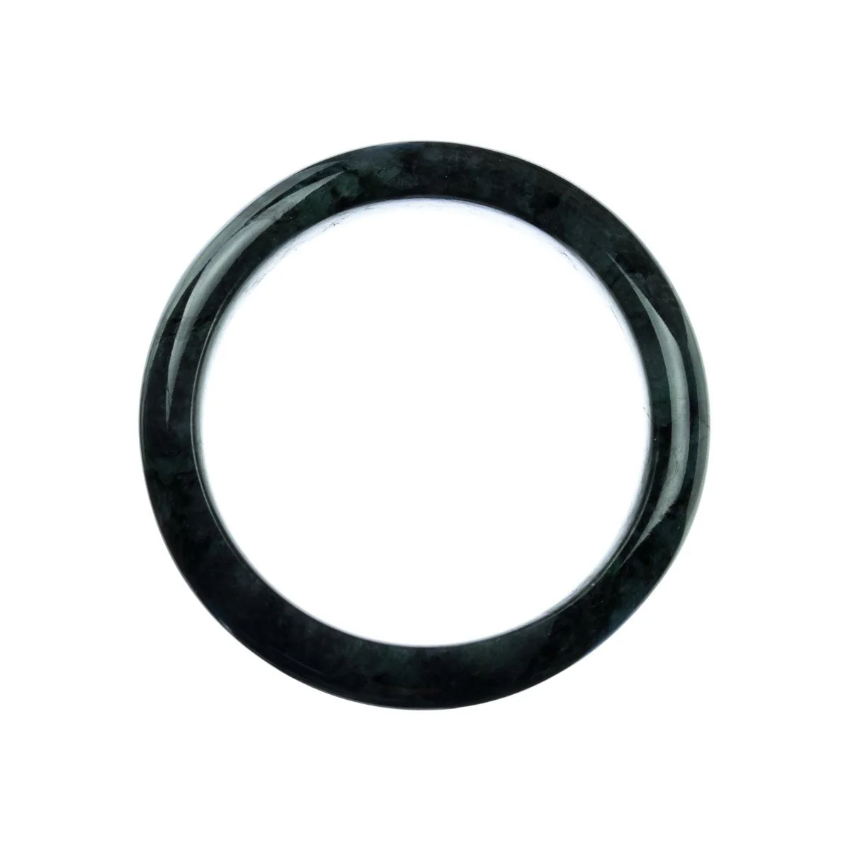 Real Natural Dark Grey Jadeite Jade Bangle - 59mm Half Moon - Image 3