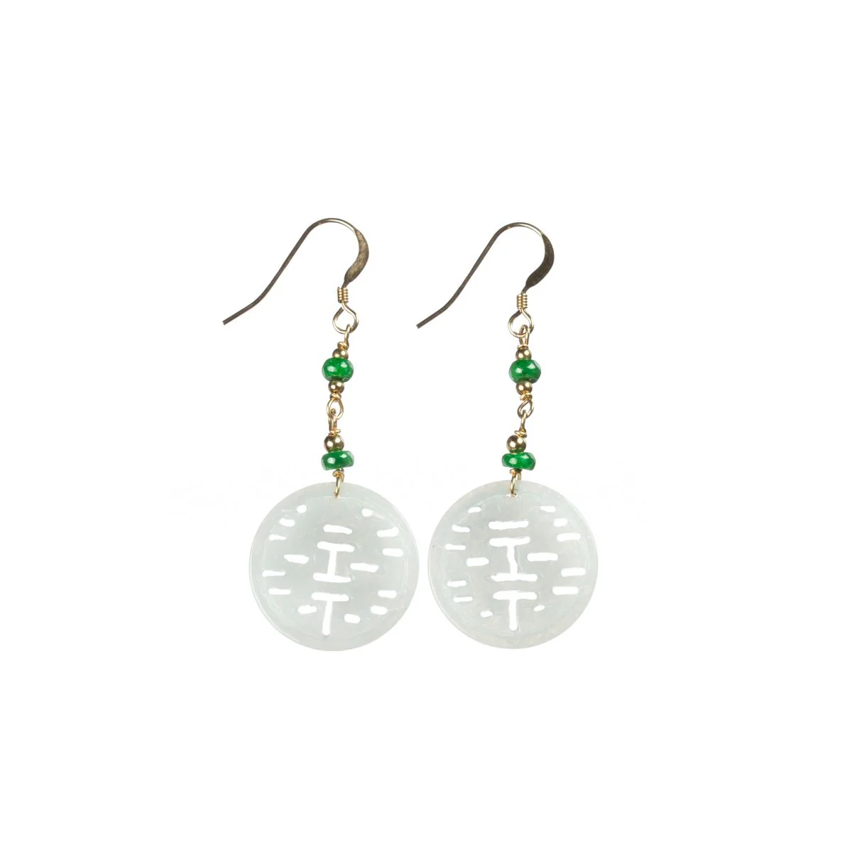 White Jade Gold Drop Earrings