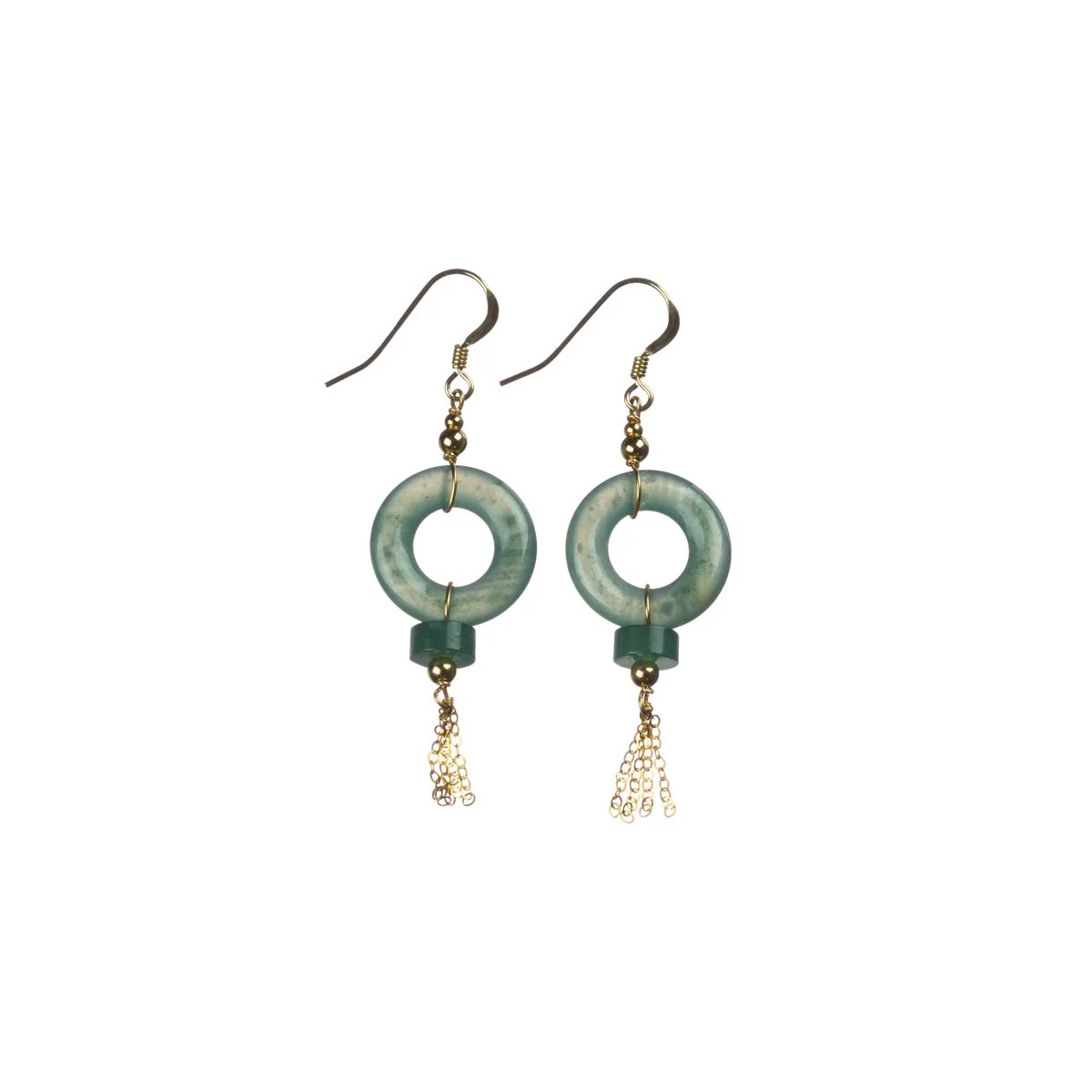 Icy Bluish Green Jade Gold Drop Earrings