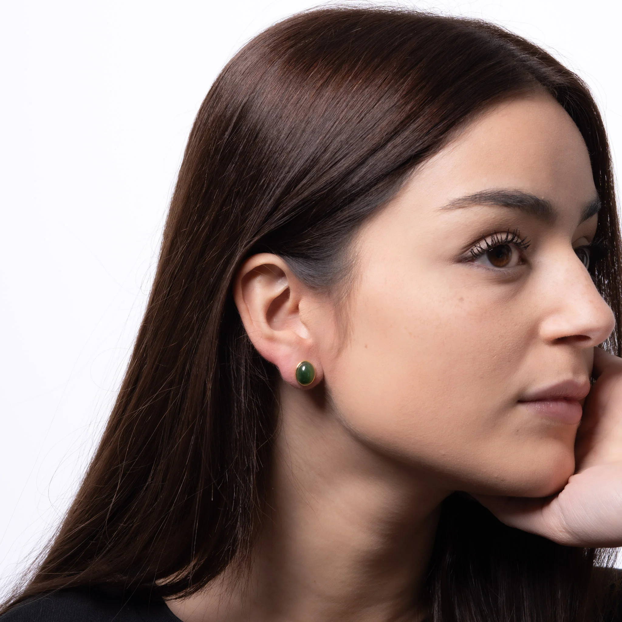 Essential Jade Oval Stud Earrings – Sterling Silver or Gold Vermeil - Image 3