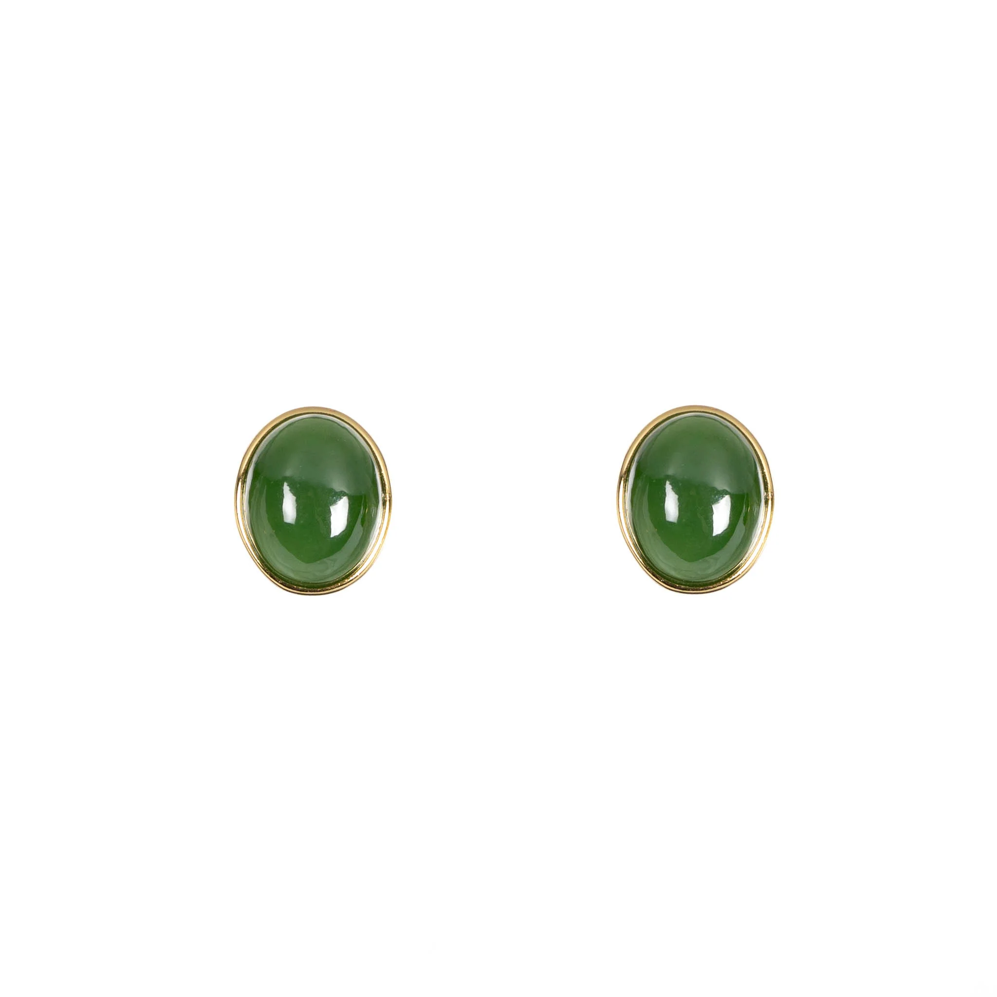Essential Jade Oval Stud Earrings – Sterling Silver or Gold Vermeil - Image 4