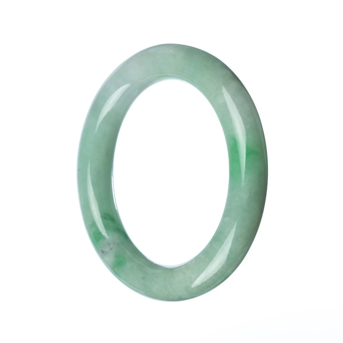 Genuine Grade A Green with Apple Green Burma Jade Bracelet - 58mm Round - Image 3