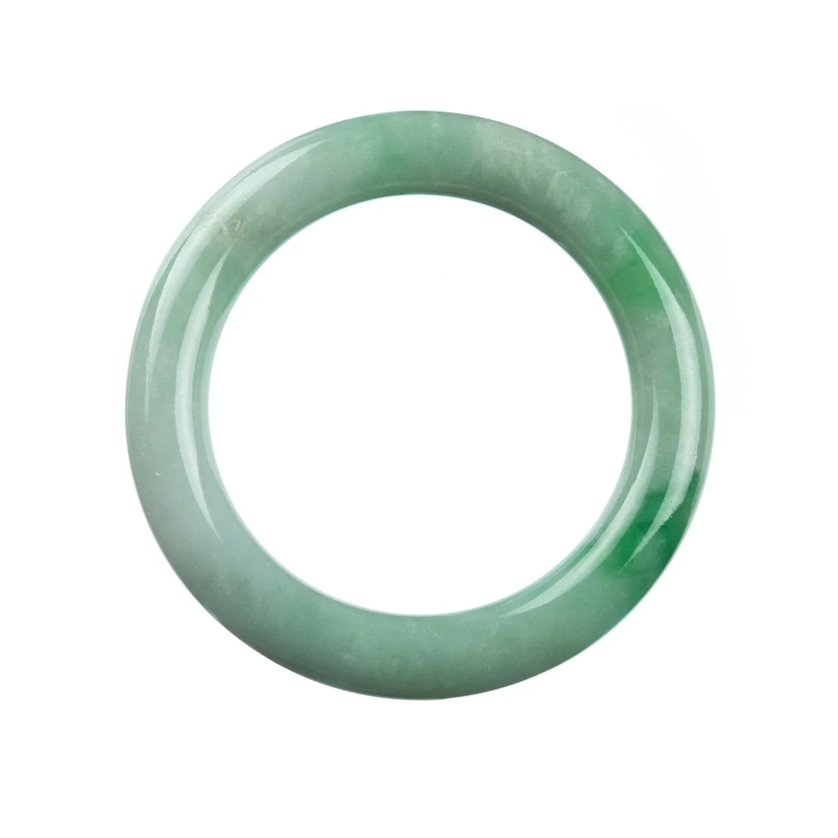 Genuine Grade A Green with Apple Green Burma Jade Bracelet - 58mm Round - Image 4