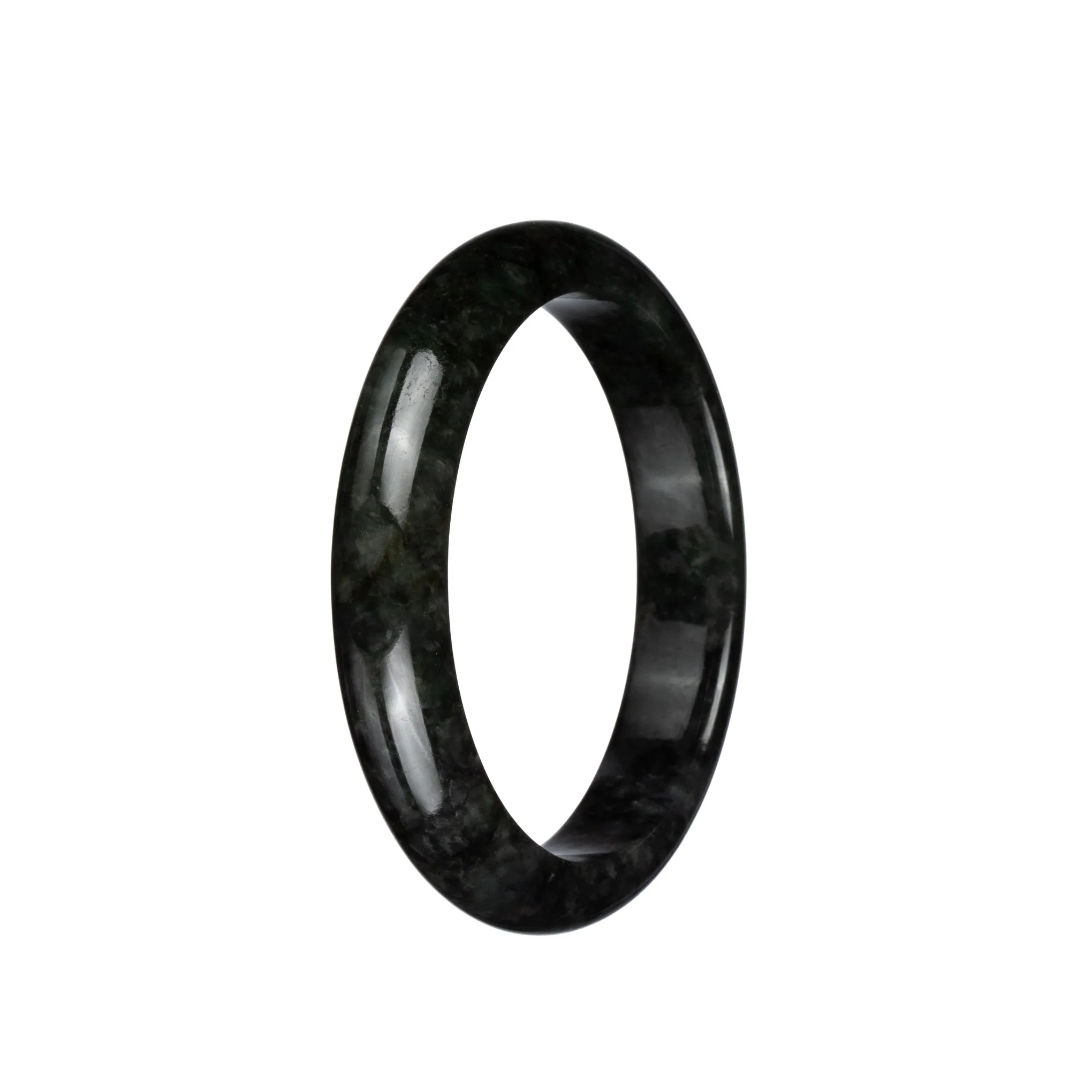 Genuine Grade A Black Jadeite Bangle Bracelet - 57mm Half Moon - Image 3