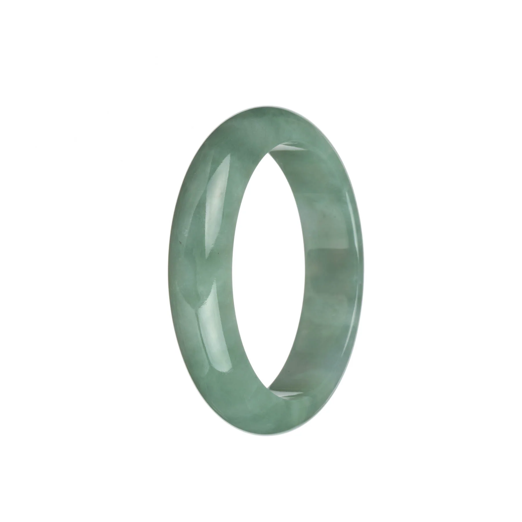 Genuine Grade A Green Jade Bangle Bracelet - 56mm Half Moon - Image 3