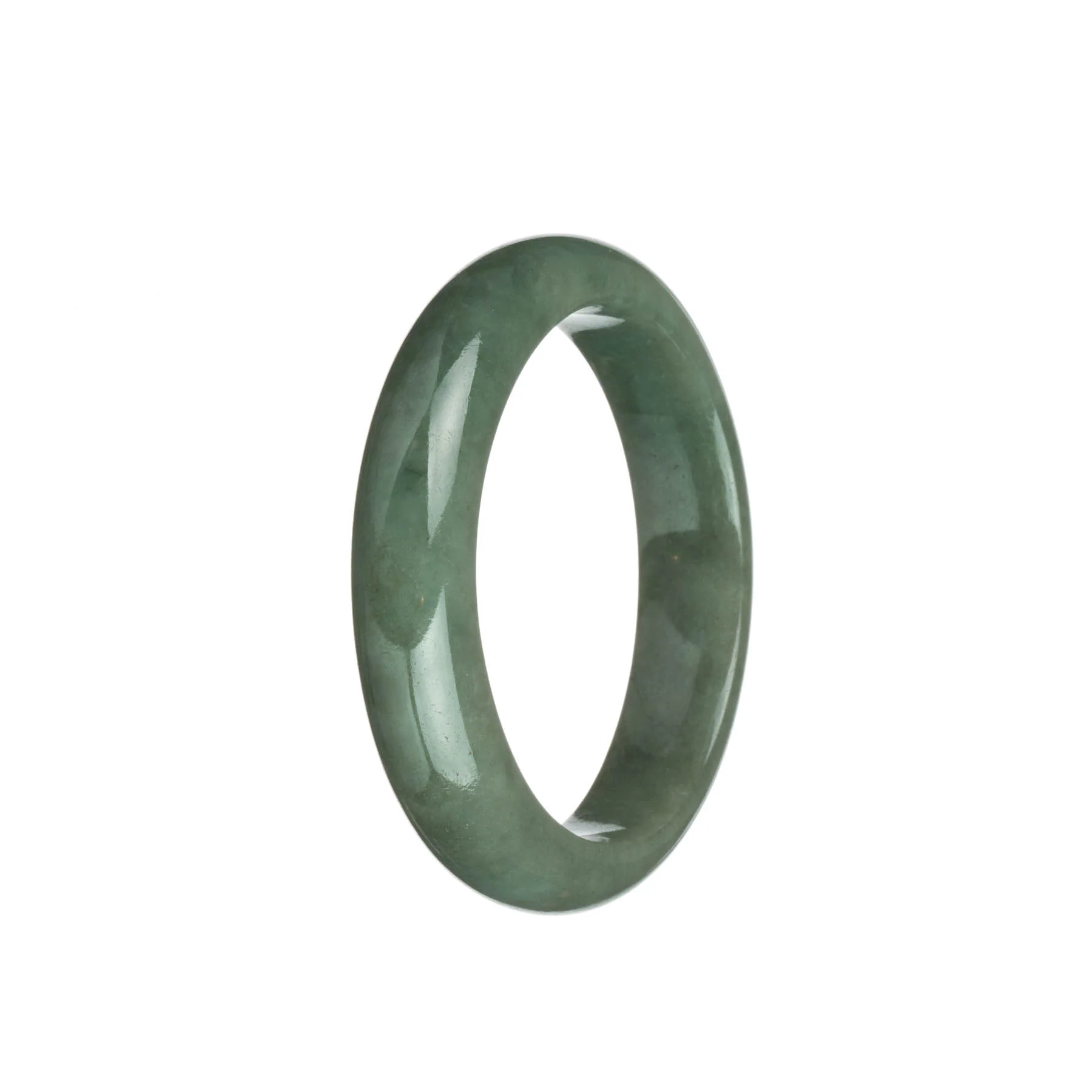 Genuine Grade A Green Jadeite Bangle - 56mm Half Moon - Image 2