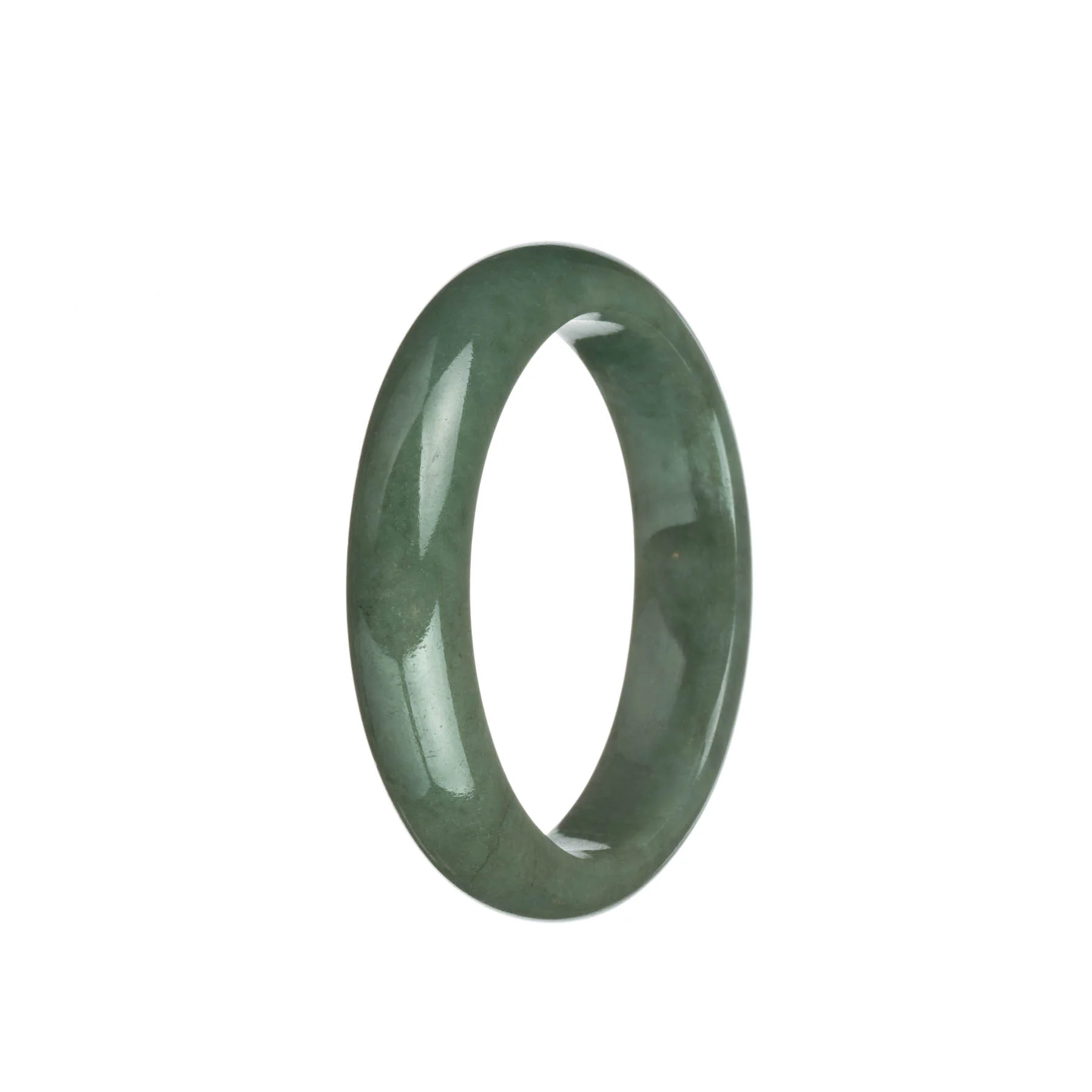 Genuine Grade A Green Jadeite Bangle - 56mm Half Moon - Image 3