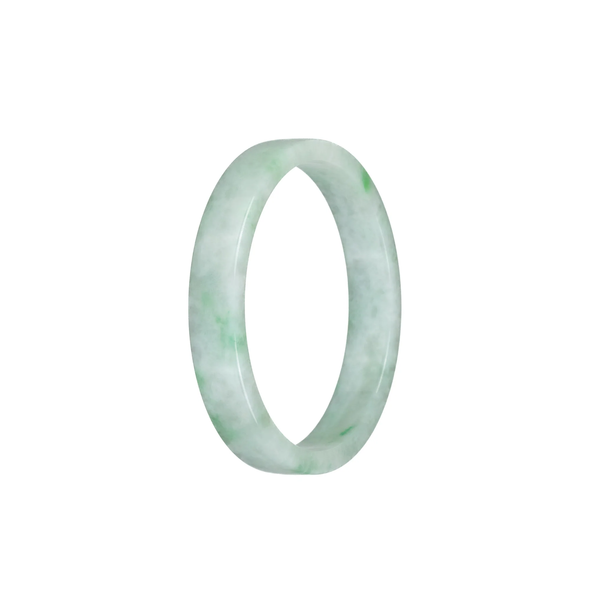Genuine Grade A Green Pattern Burma Jade Bangle - 52mm Flat