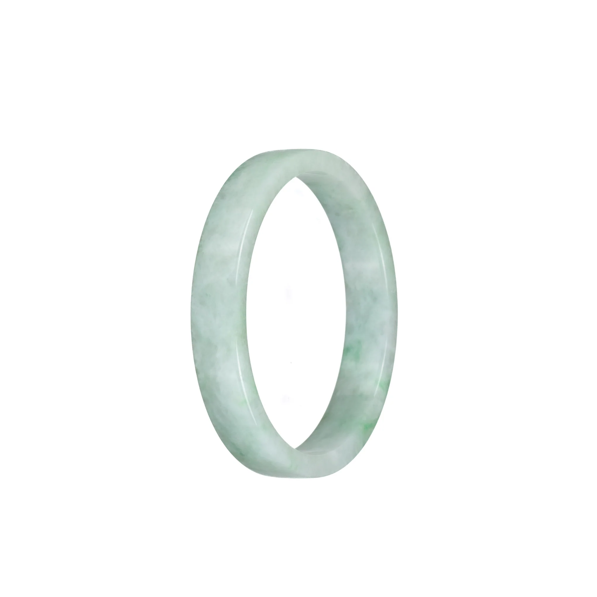 Genuine Grade A Green Pattern Burma Jade Bangle - 52mm Flat - Image 3