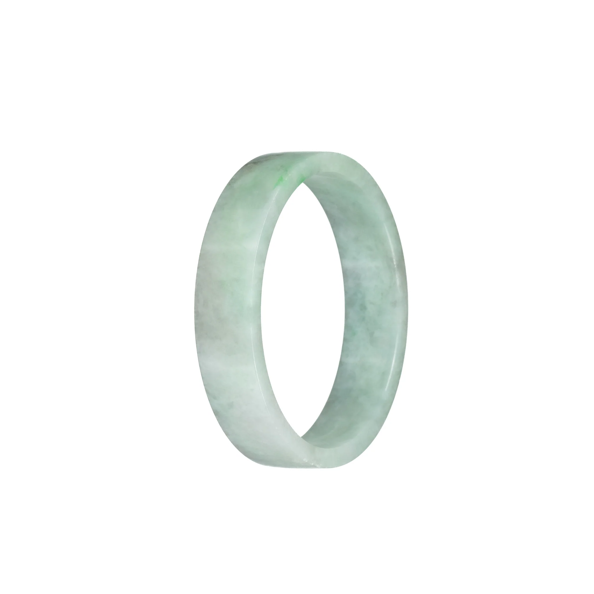 Genuine Grade A Green Pattern Jade Bangle - 51mm Flat - Image 3