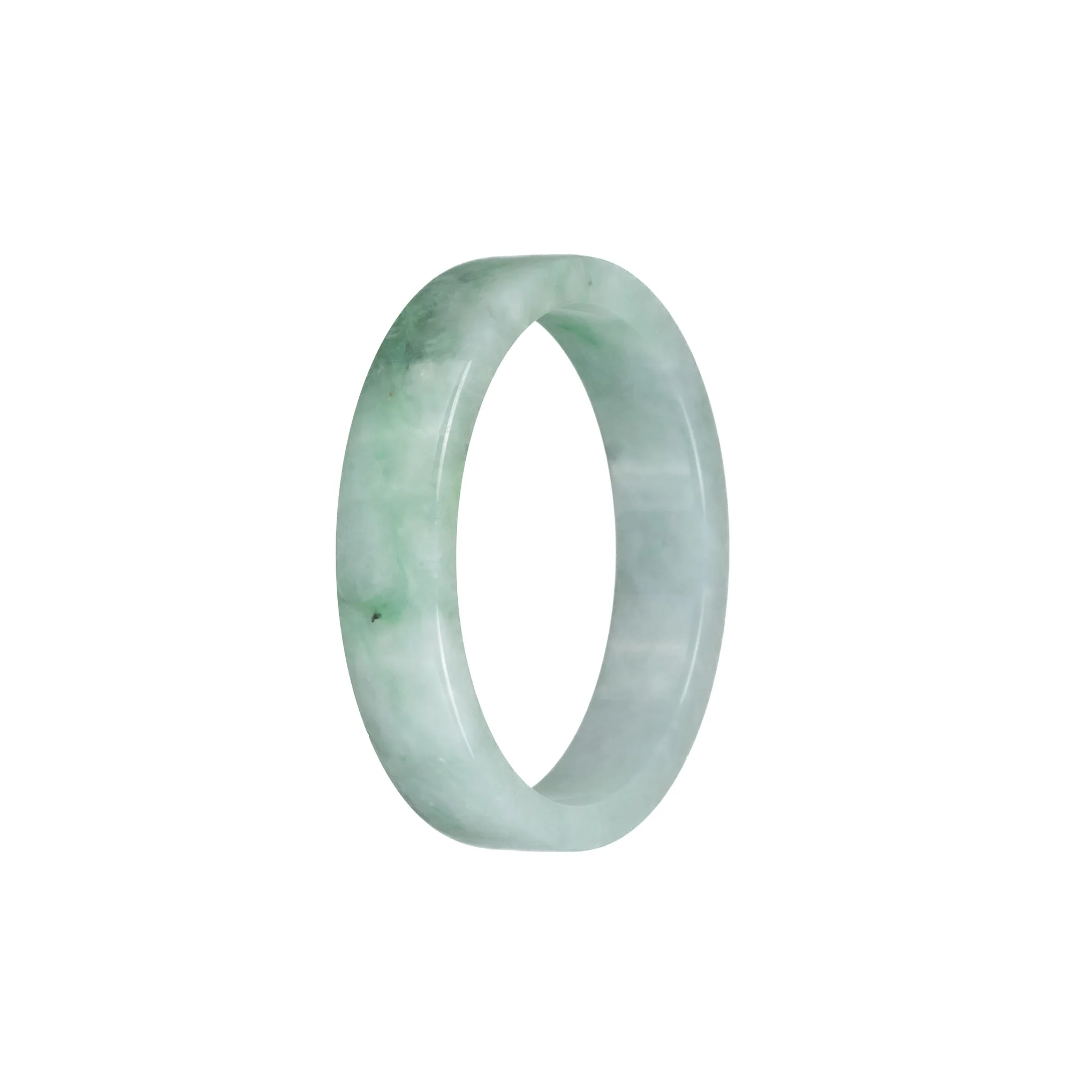 Genuine Grade A Green Pattern Jade Bracelet - 50mm Flat - Image 2