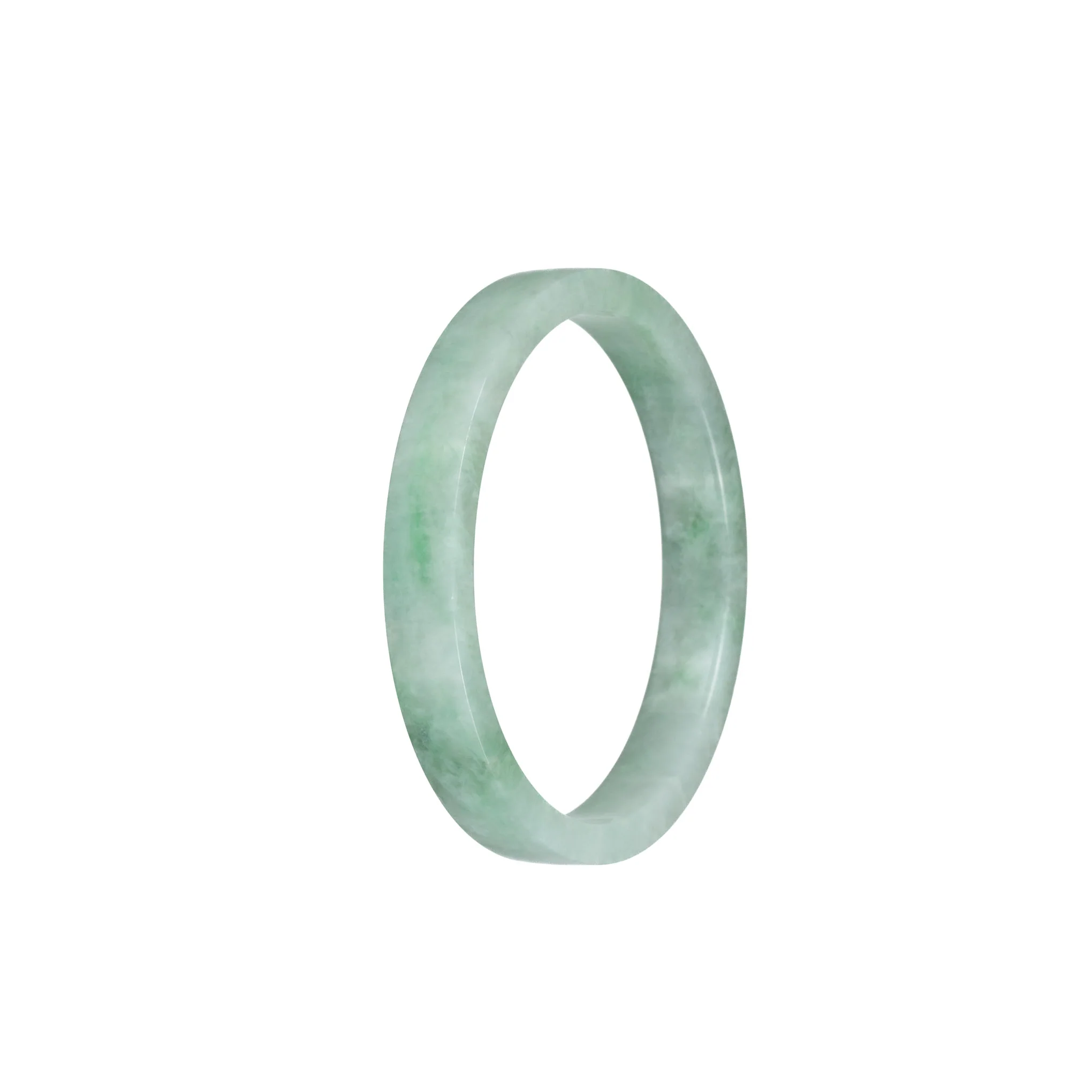 Genuine Grade A Green Pattern Jadeite Jade Bangle - 52mm Flat - Image 2