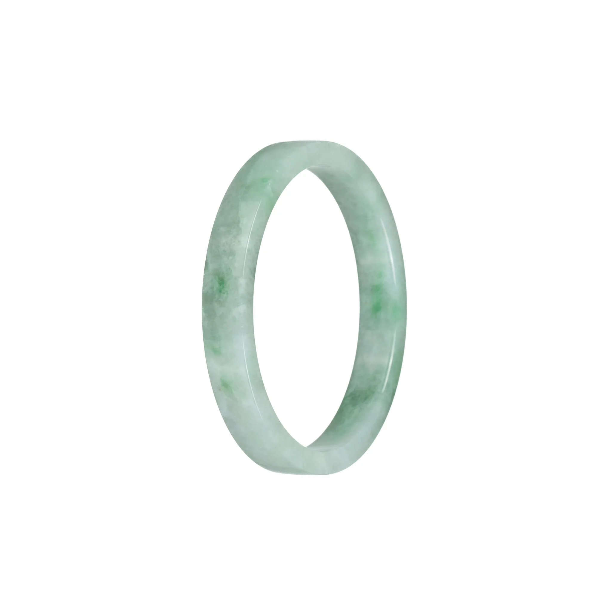 Genuine Grade A Green Pattern Jadeite Jade Bangle - 52mm Flat - Image 3