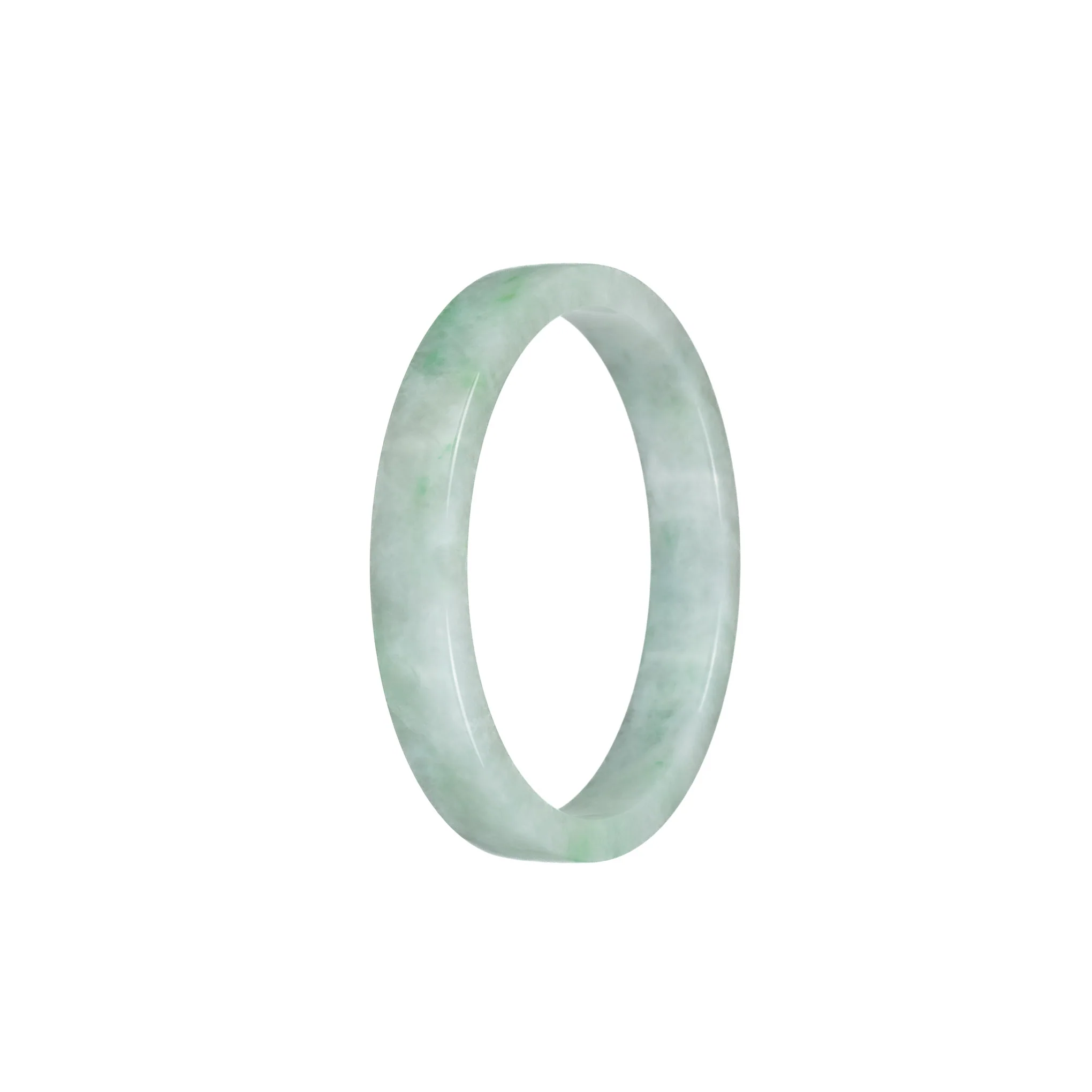 Genuine Grade A Green Pattern Jadeite Jade Bangle Bracelet - 52mm Flat - Image 3