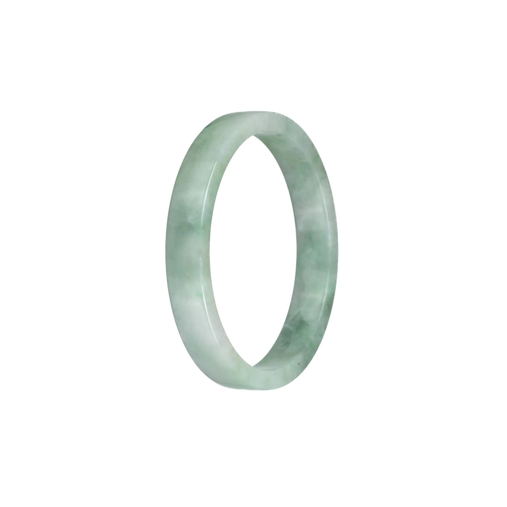 Genuine Grade A Green Pattern Traditional Jade Bangle Bracelet - 53mm Flat - Image 2