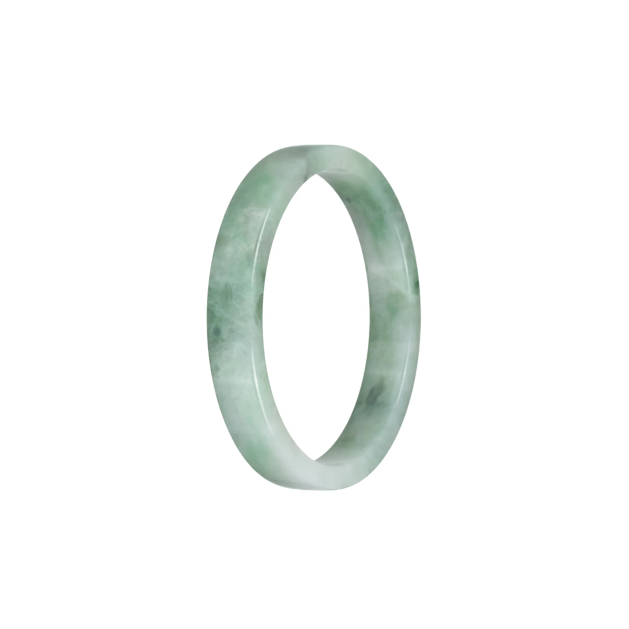 Genuine Grade A Green Pattern Traditional Jade Bangle Bracelet - 53mm Flat - Image 3