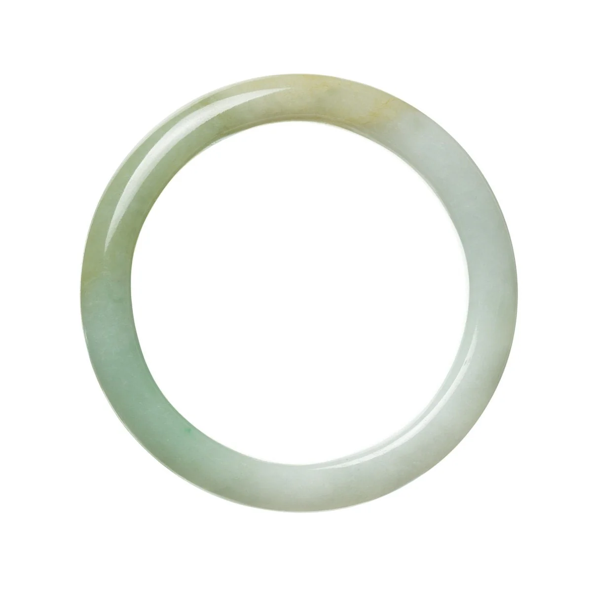 Genuine Grade A Green and White Jade Bracelet - 63mm Round - Image 3