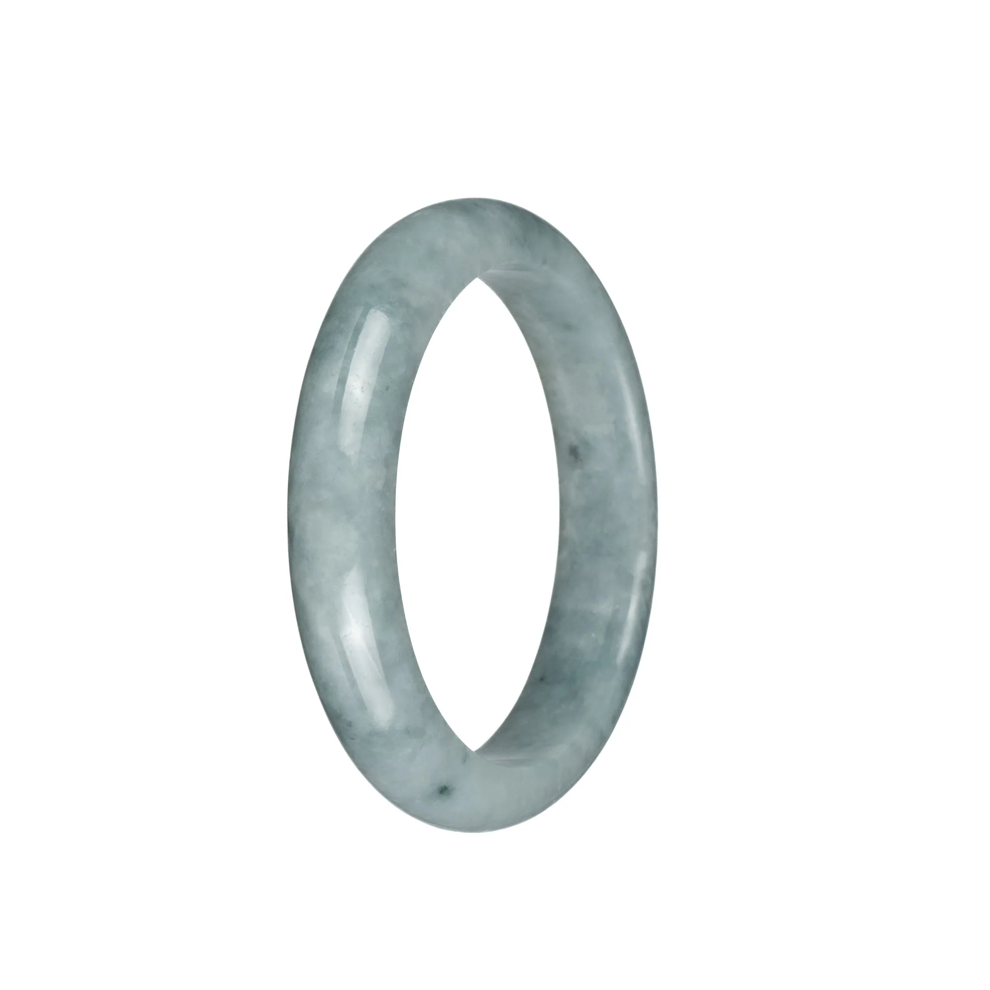 Genuine Grade A Greyish Green Jadeite Bracelet - 55mm Semi Round - Image 2