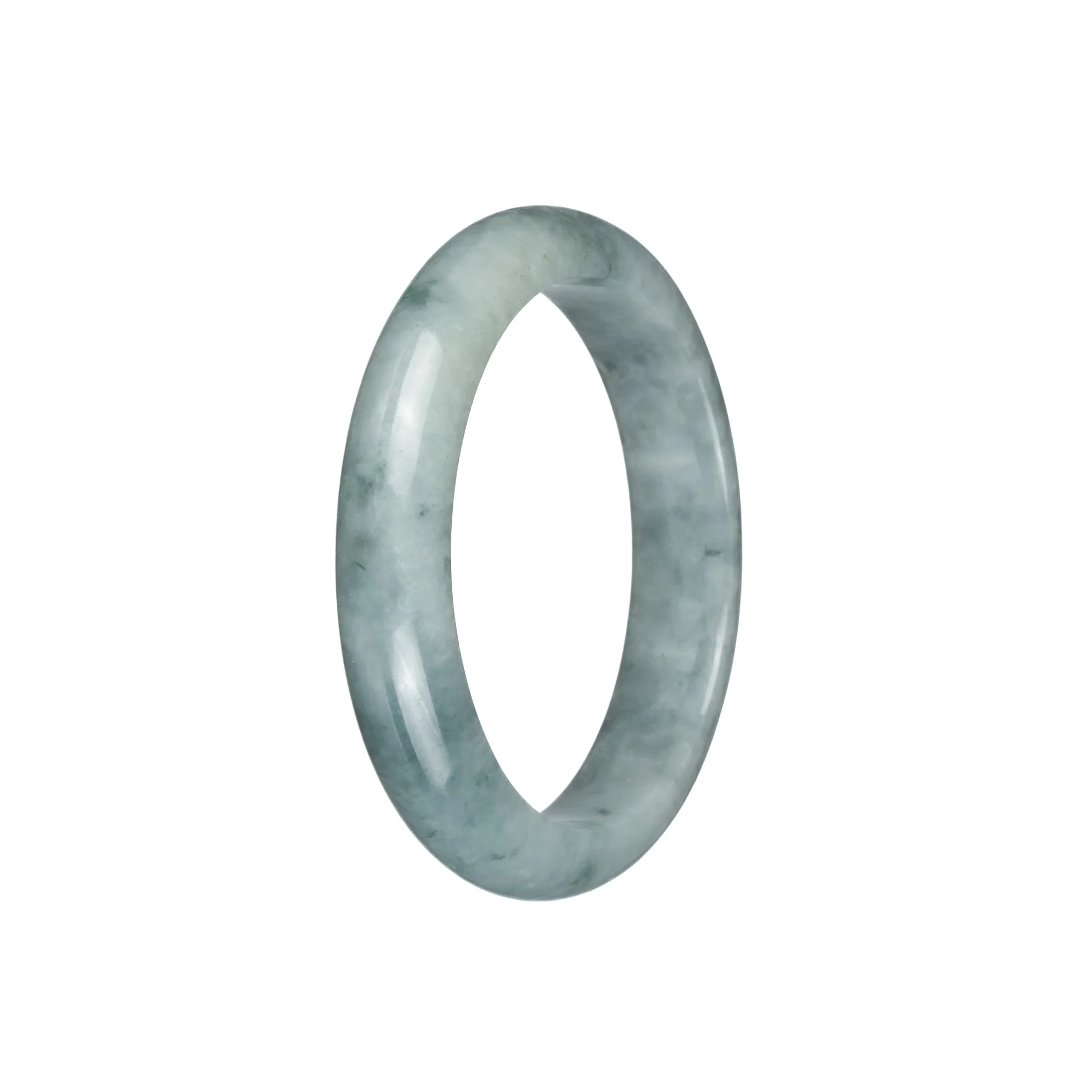 Genuine Grade A Greyish Green Jadeite Bracelet - 55mm Semi Round - Image 3