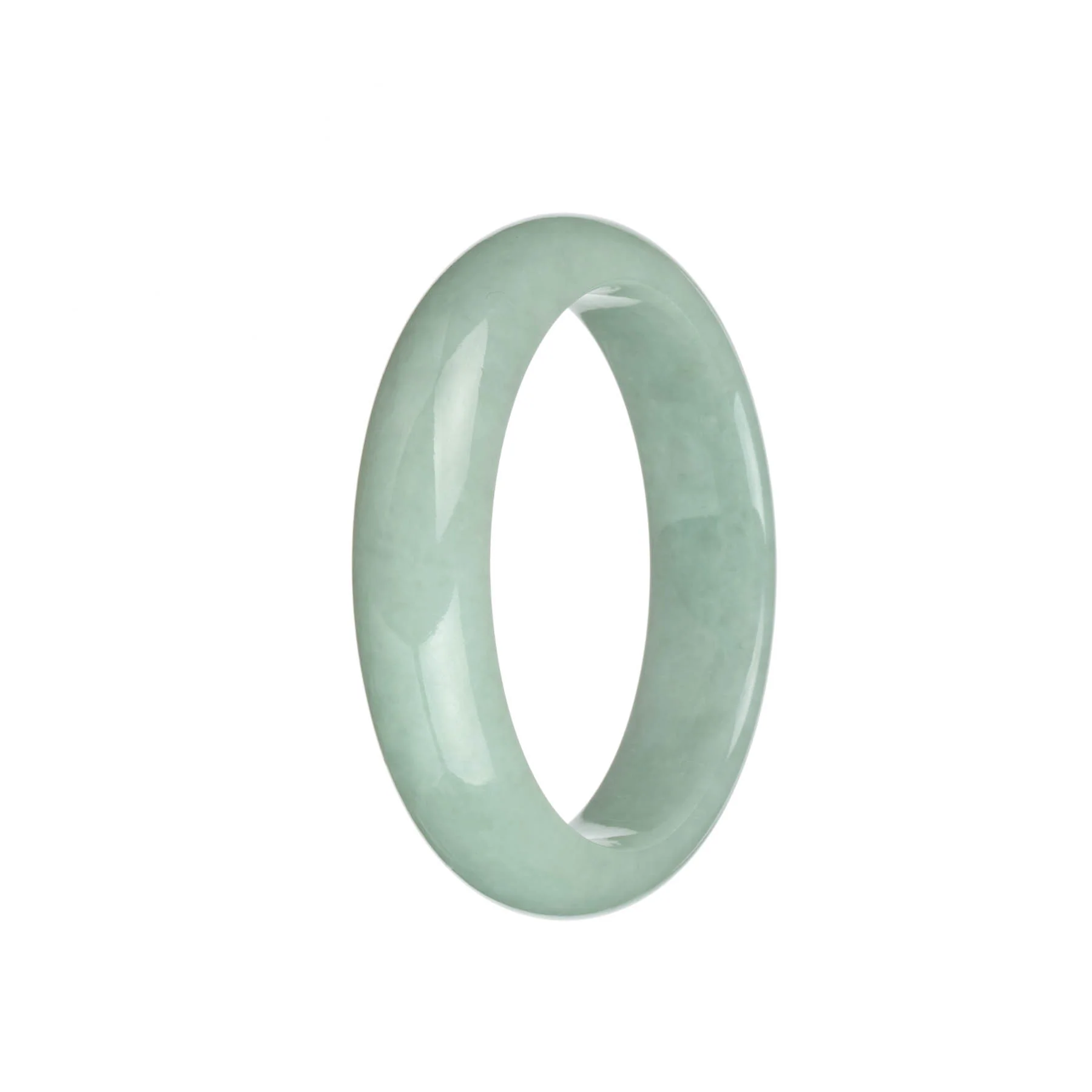 Genuine Grade A Light Green Burma Jade Bracelet - 58mm Half Moon - Image 2