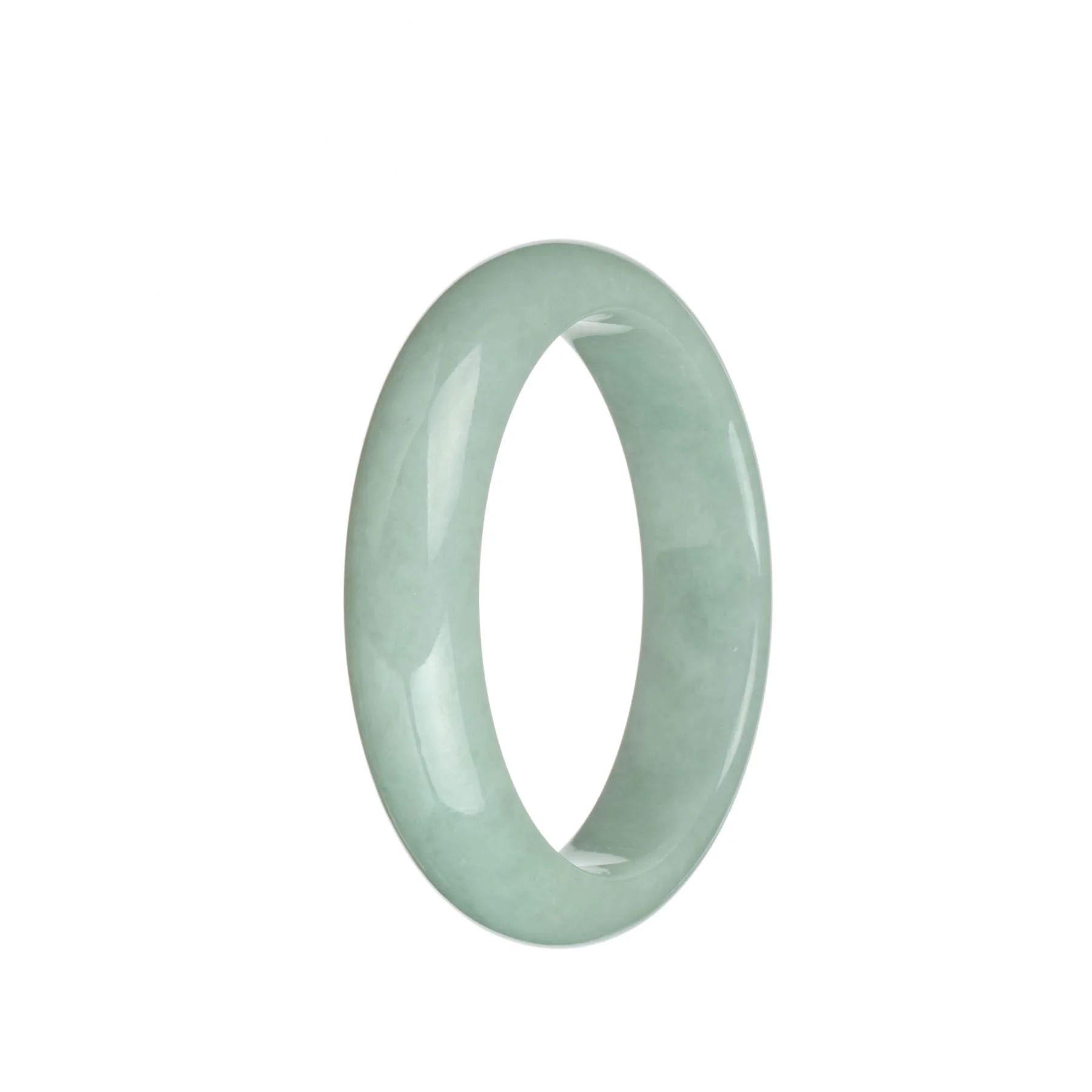 Genuine Grade A Light Green Burma Jade Bracelet - 58mm Half Moon - Image 3