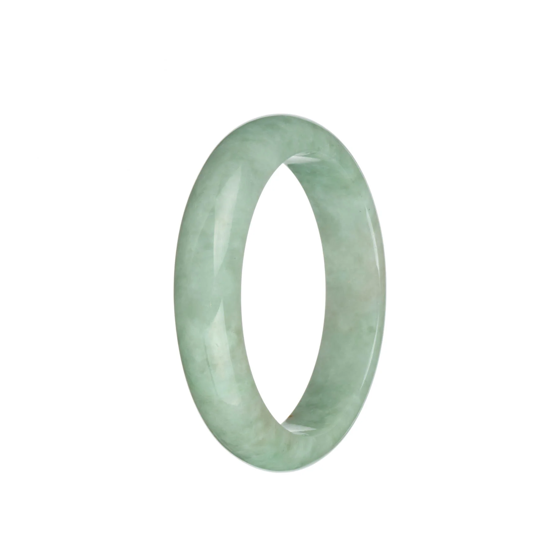 Genuine Grade A Light Green Burmese Jade Bangle - 58mm Half Moon - Image 2