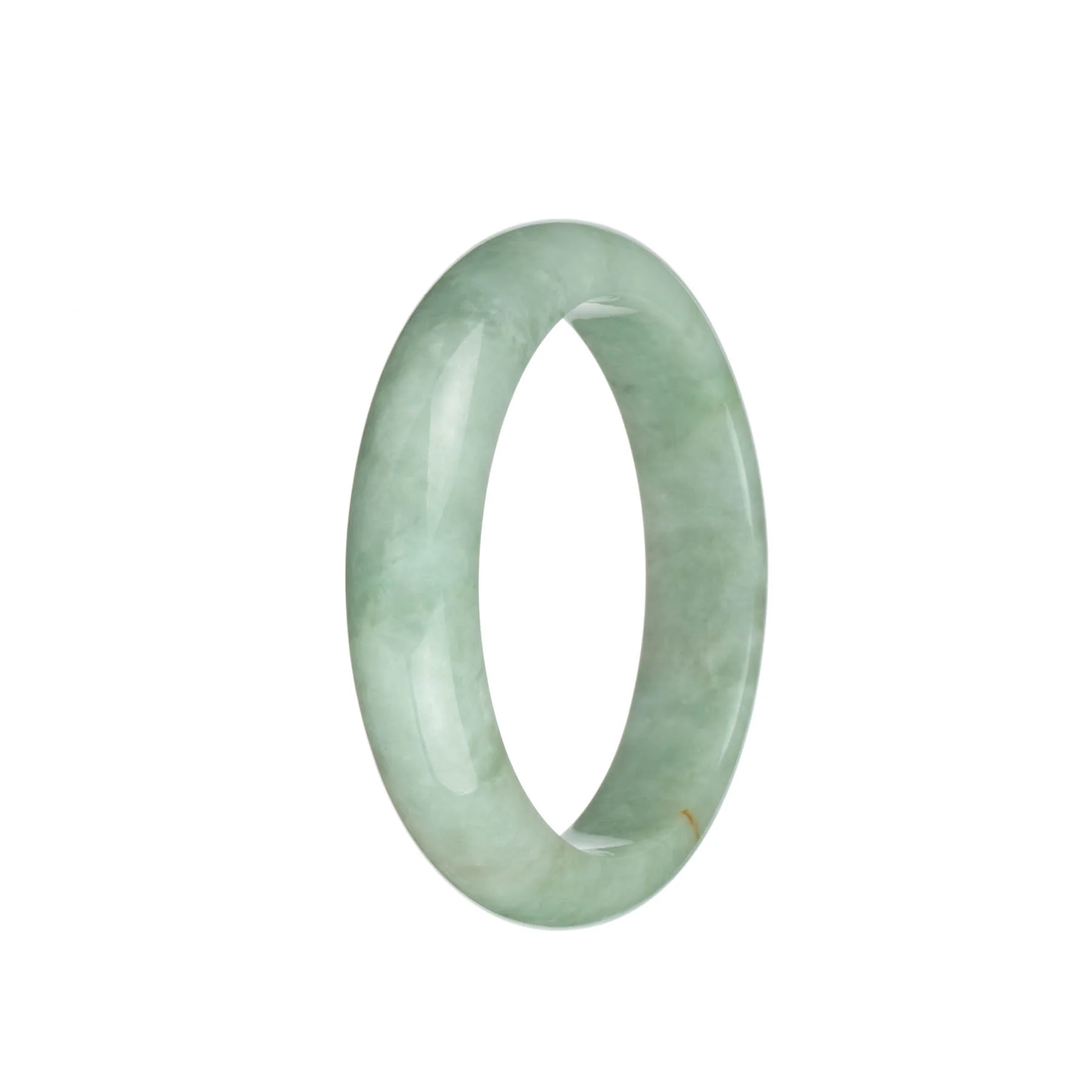 Genuine Grade A Light Green Burmese Jade Bangle - 58mm Half Moon - Image 3